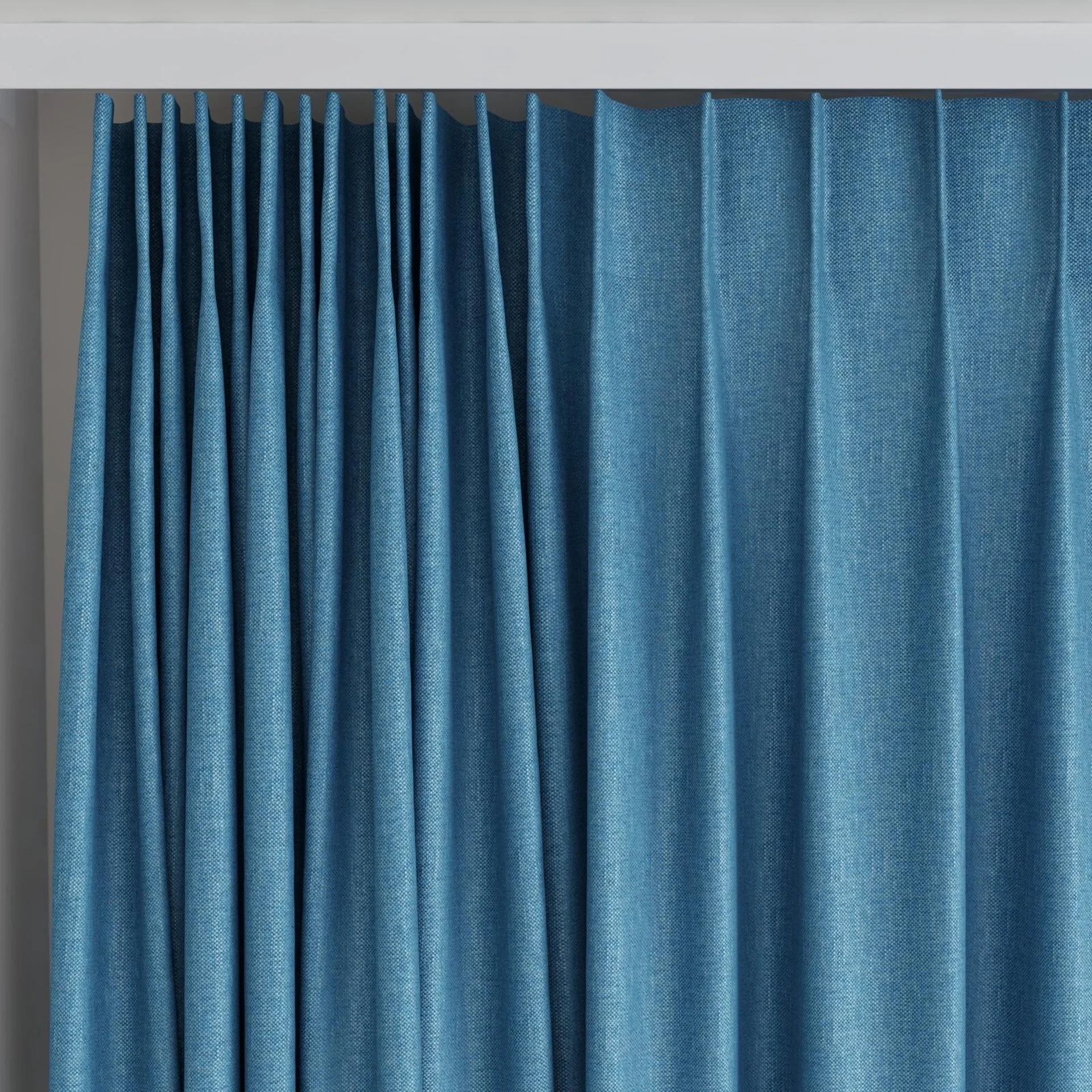 Top view of Bronco Cyan, on curtain rail