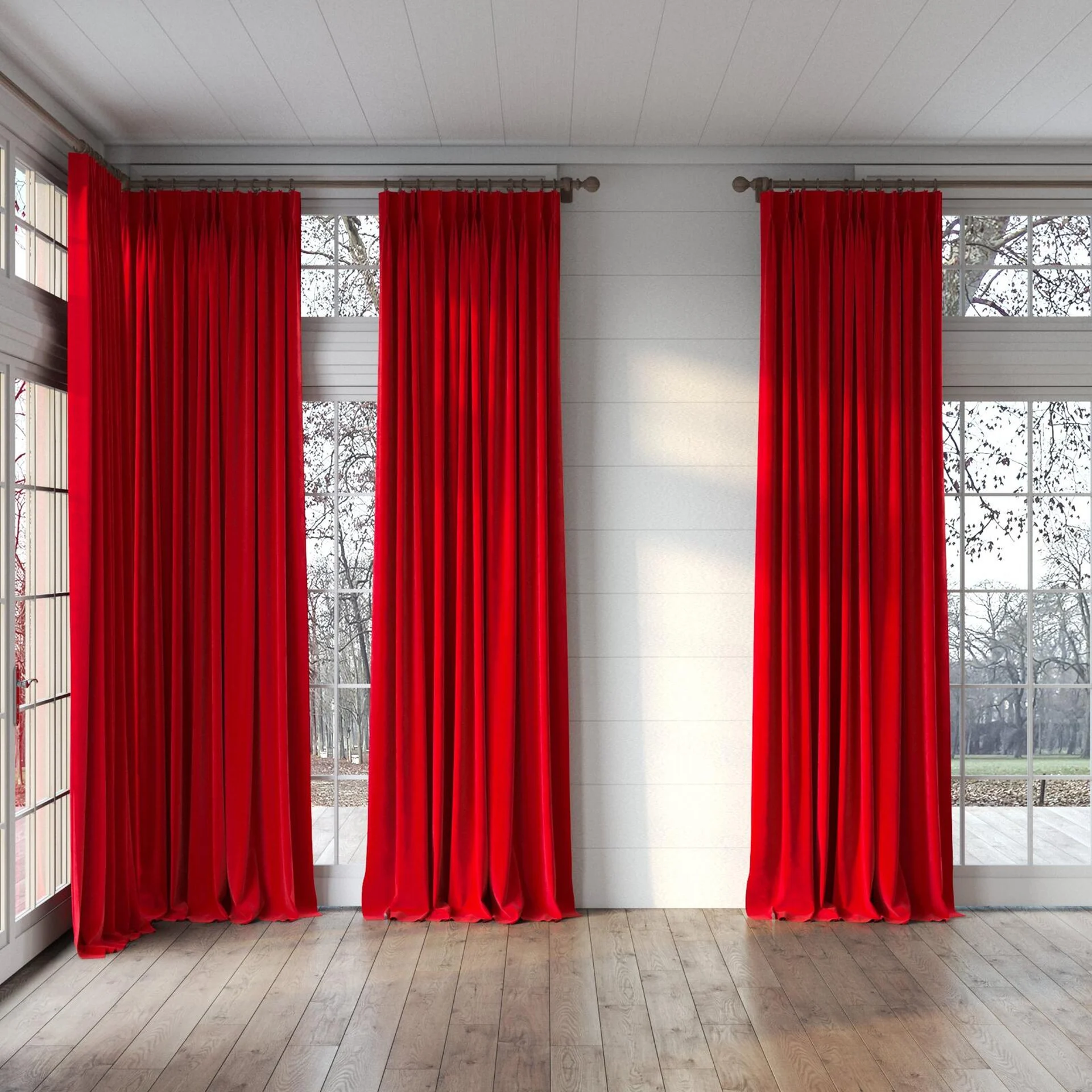 Full view of Vienna Carmen, puddled, on curtain rod