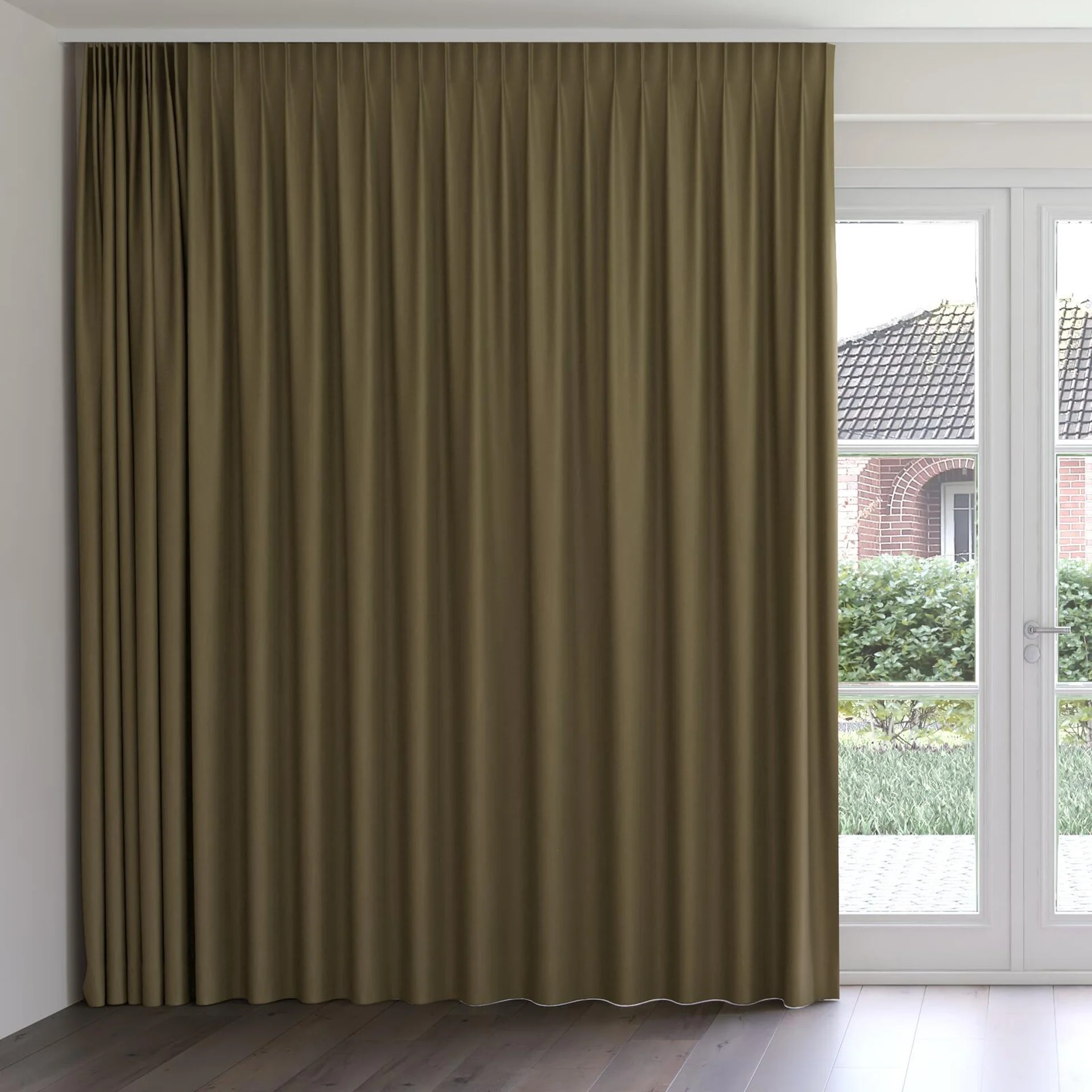 Front view of Excel Army, on curtain rail