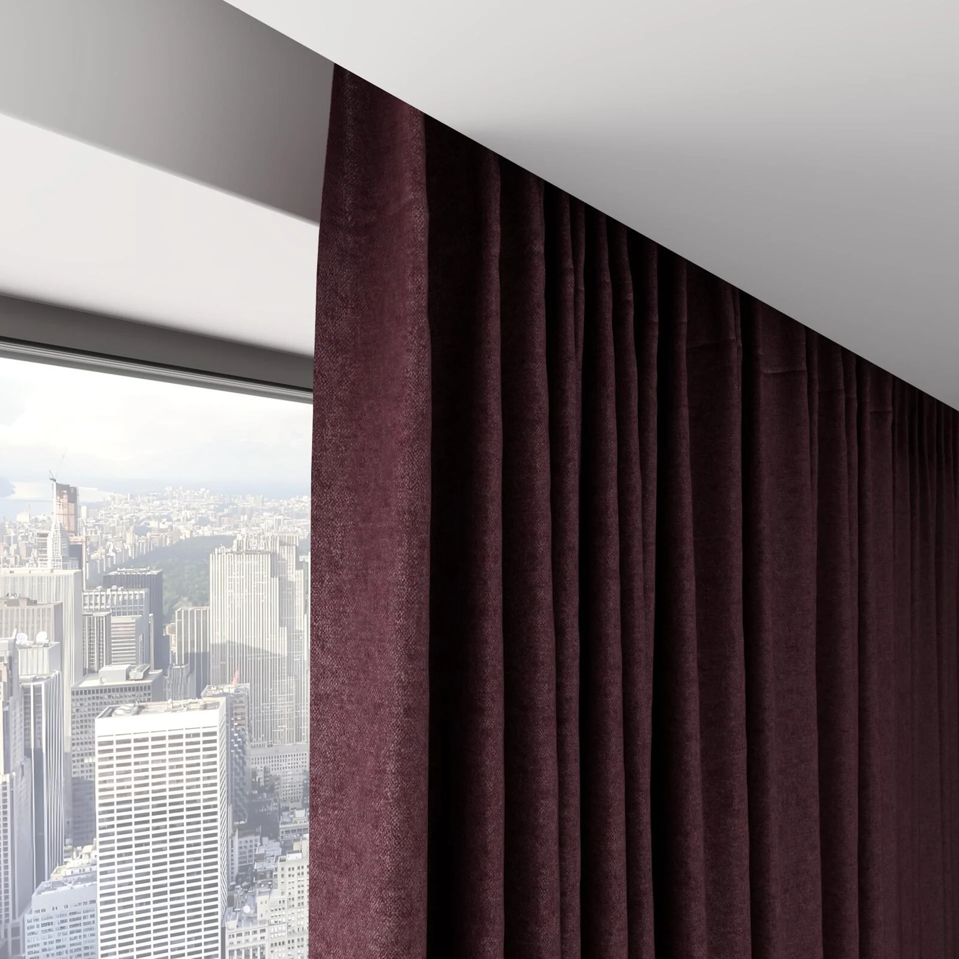 Top view of Drama Purple, on hidden rail