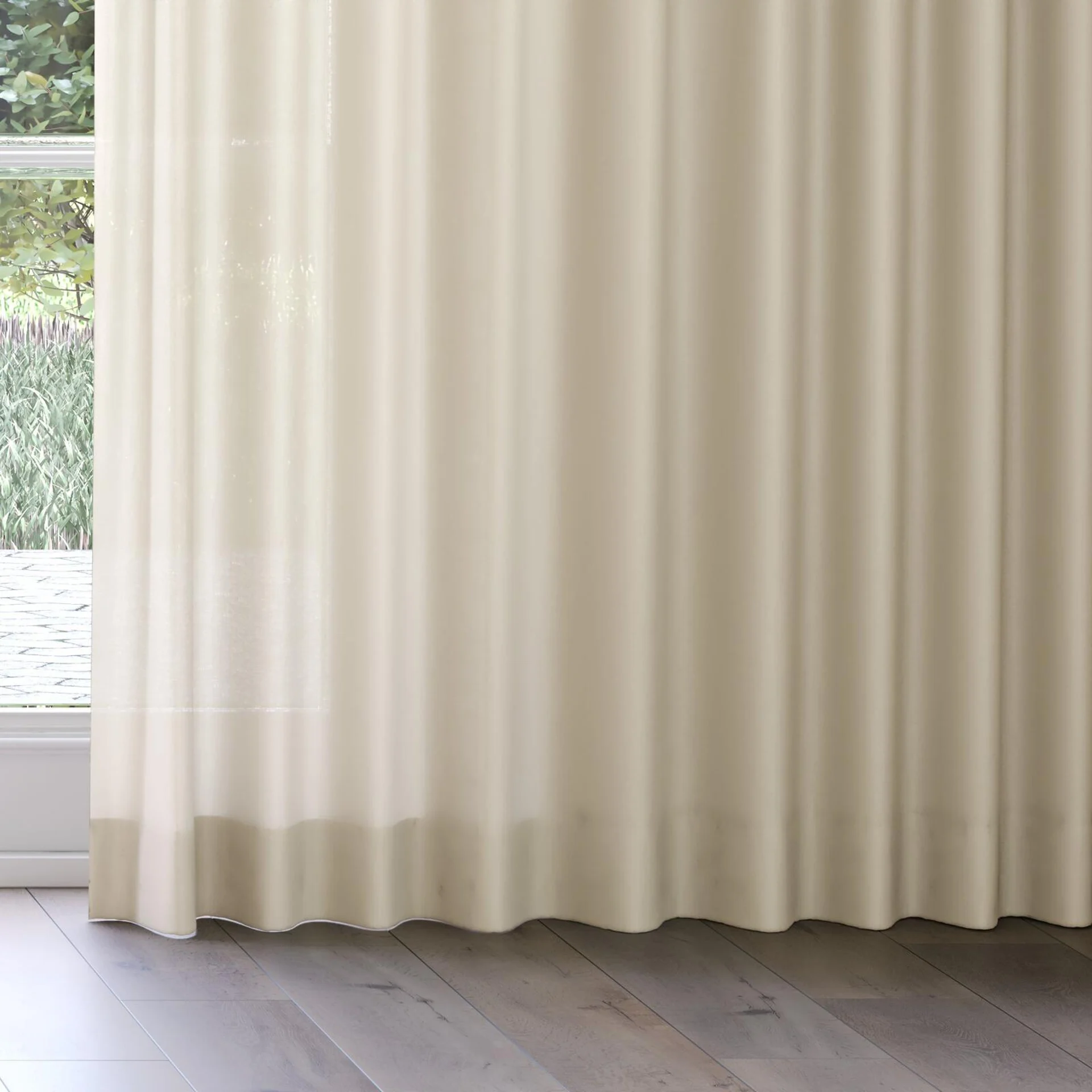 Bottom view of Kite Linen, on curtain rail