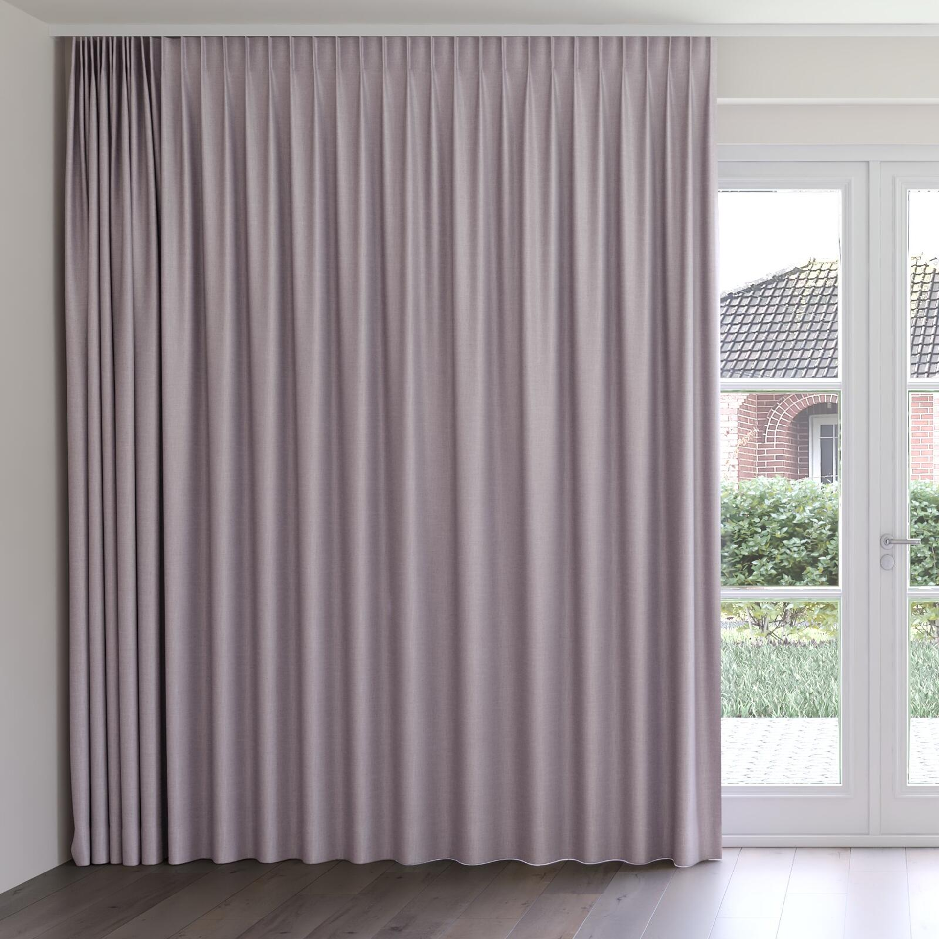 Front view of Frisco Orchid, on curtain rail