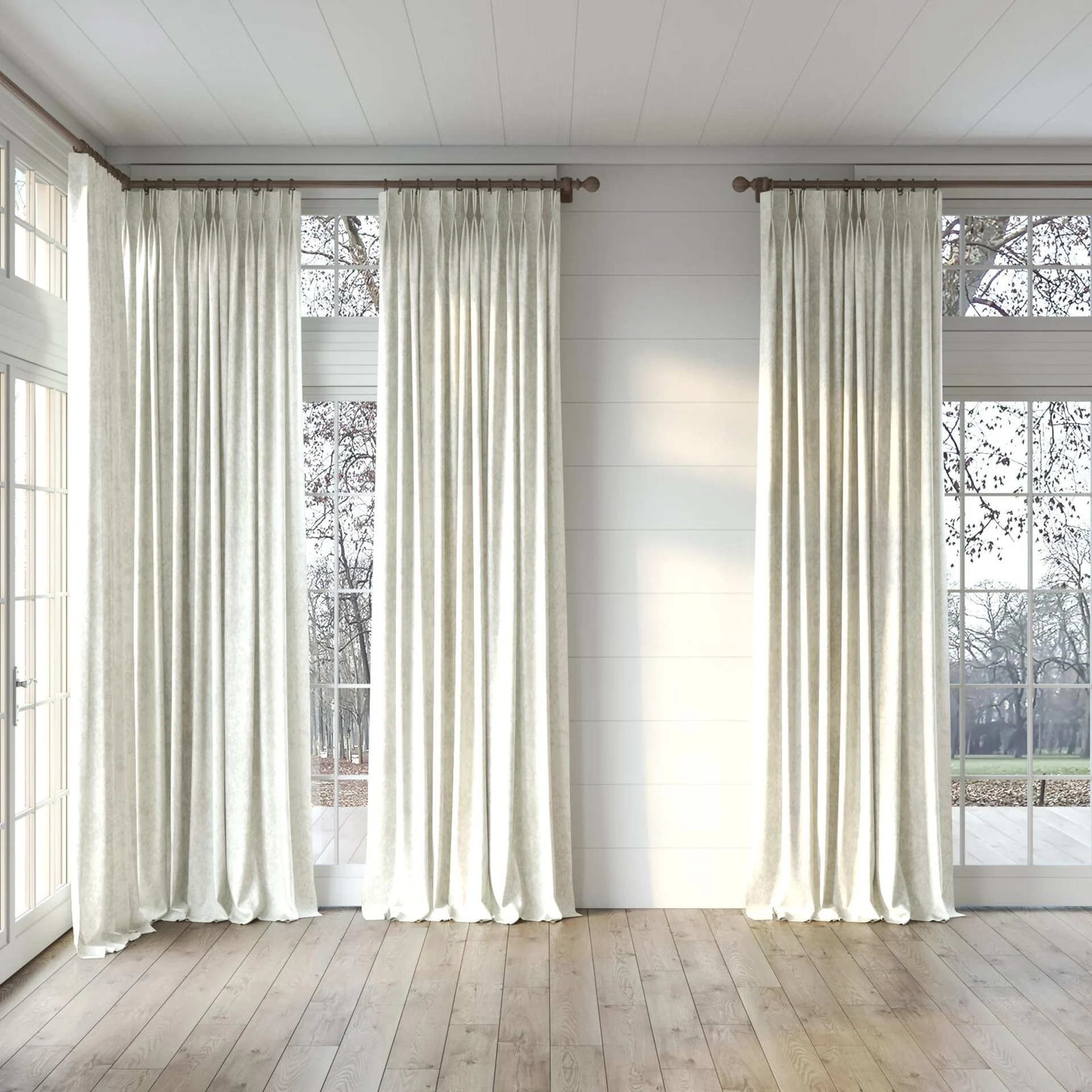 Full view of Opera Ice, puddled, on curtain rod