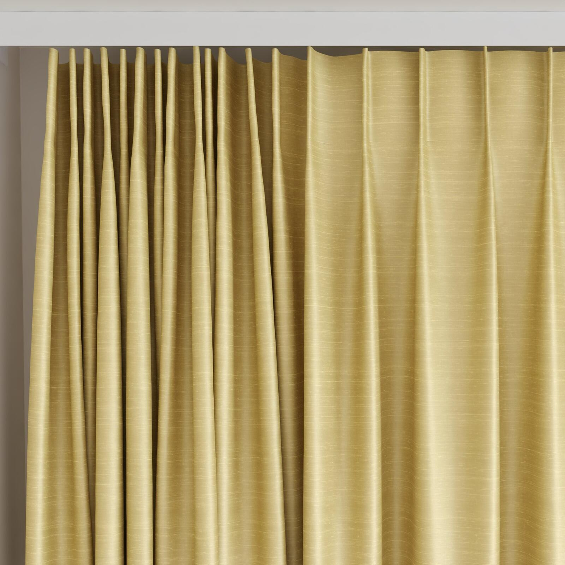 Top view of Silky Pampas, on curtain rail
