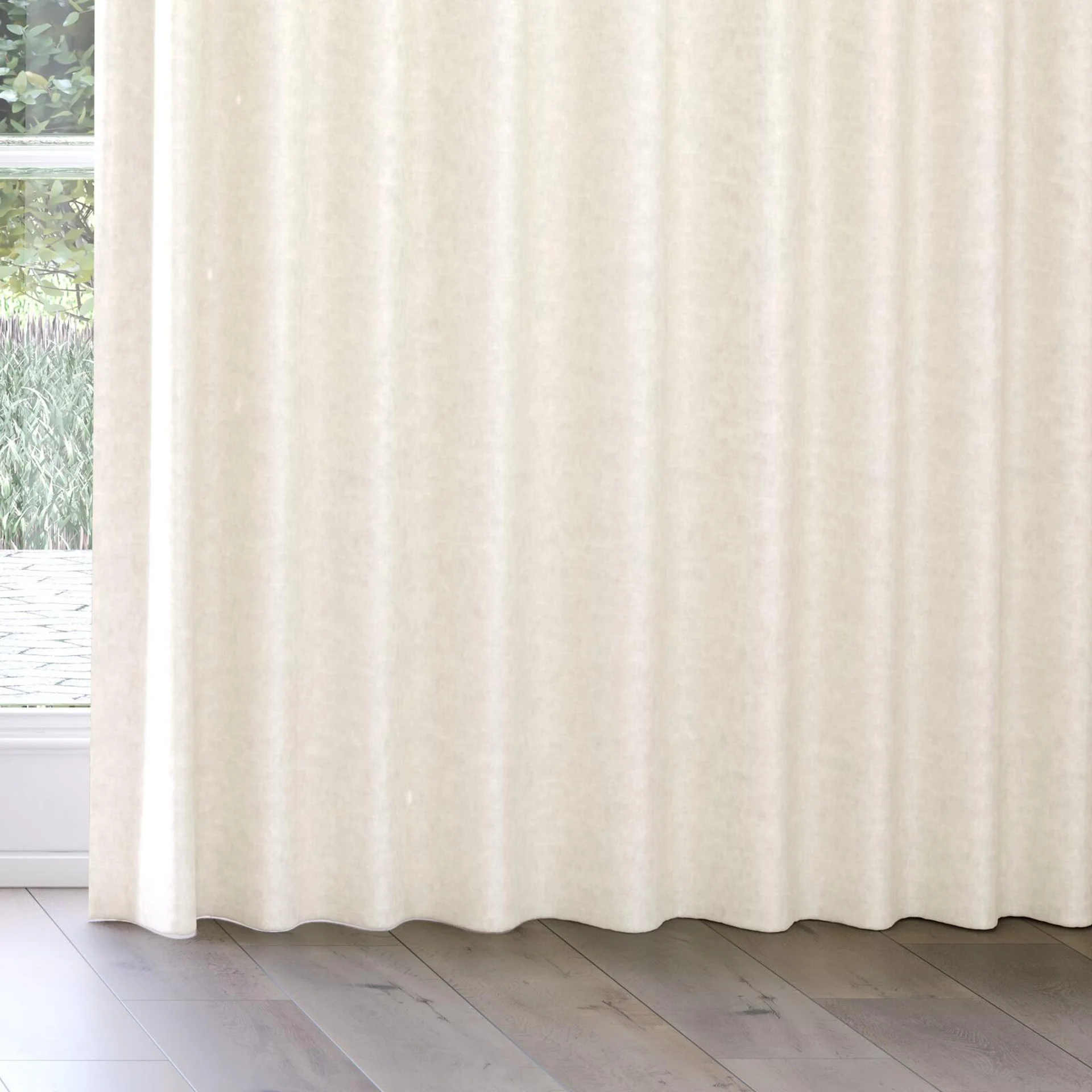 Bottom view of Colourwash Angora, on curtain rail