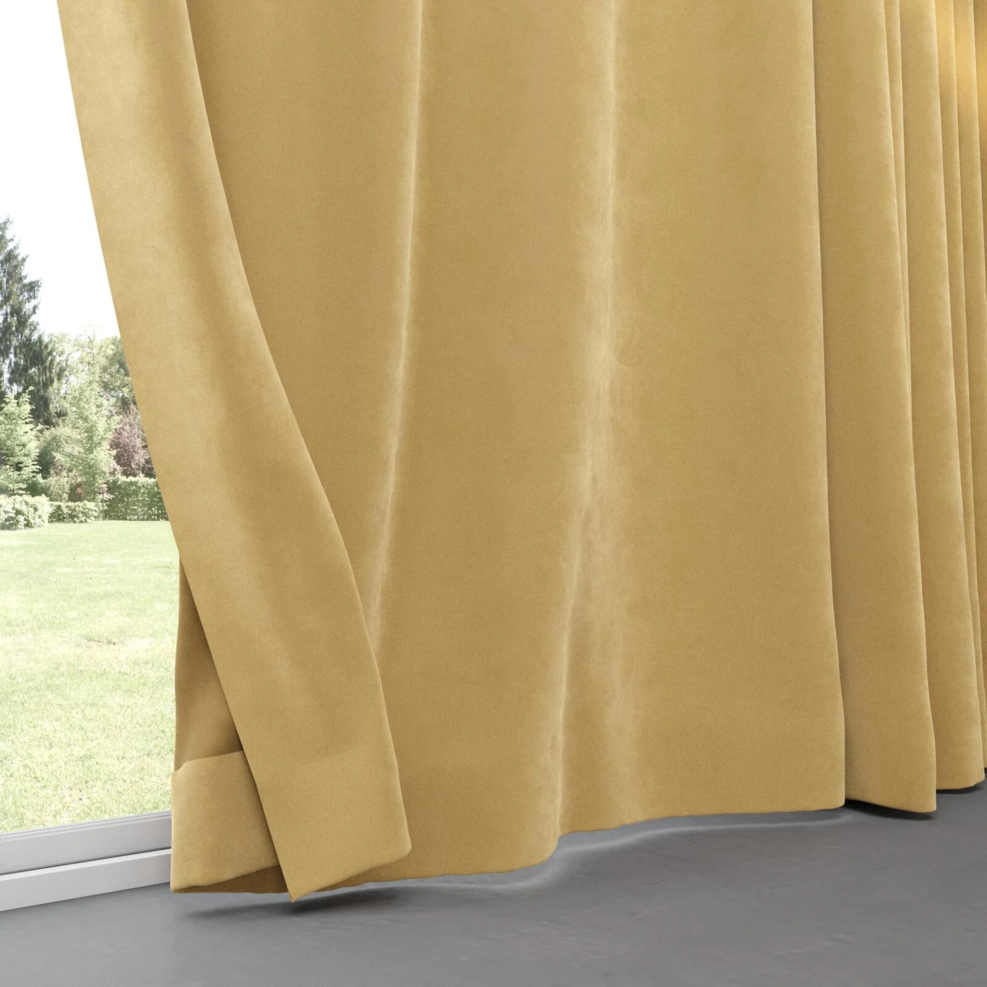 Bottom view of Lux Velvet Caramel 8309, pinch pleat