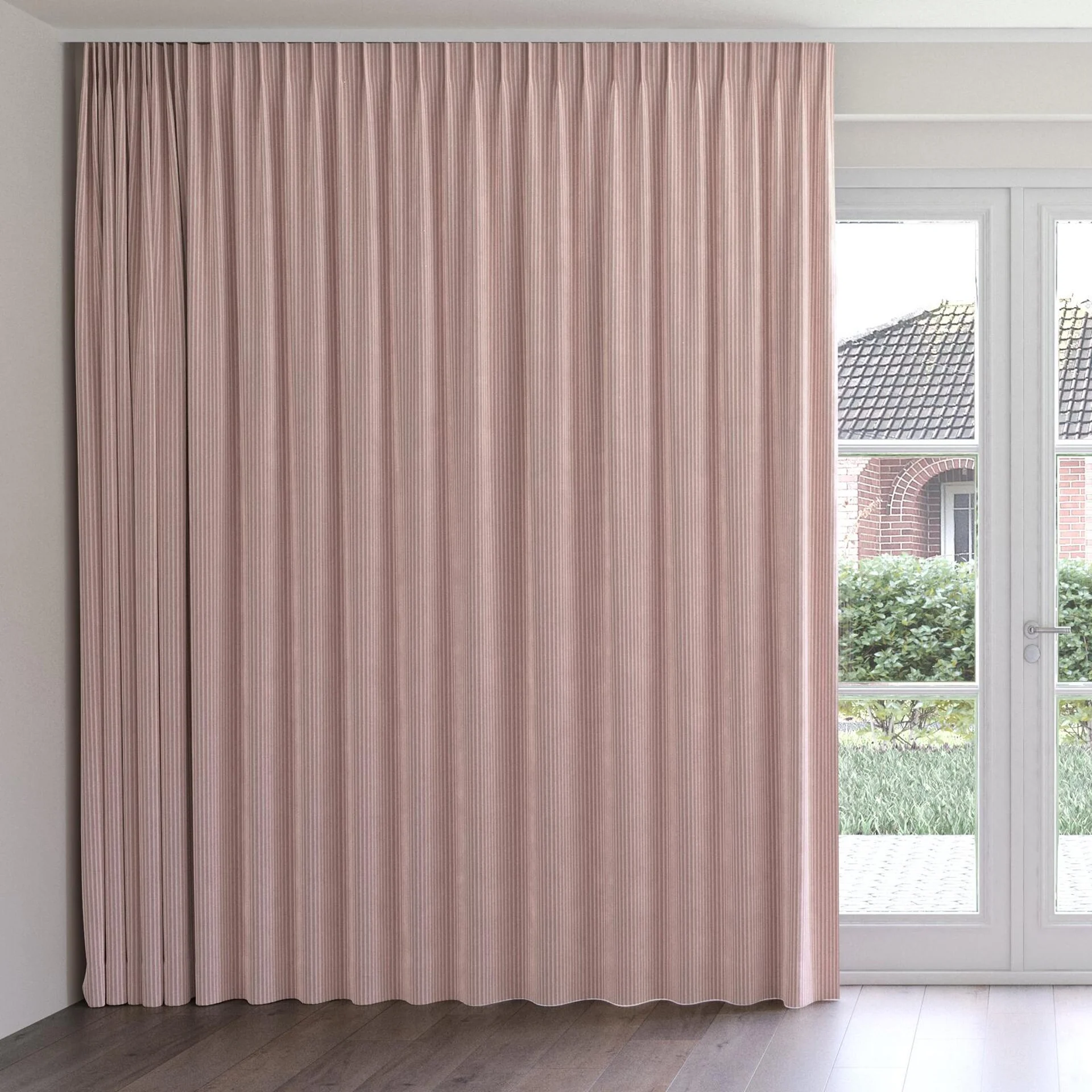 Front view of Embrace Candy, on curtain rail