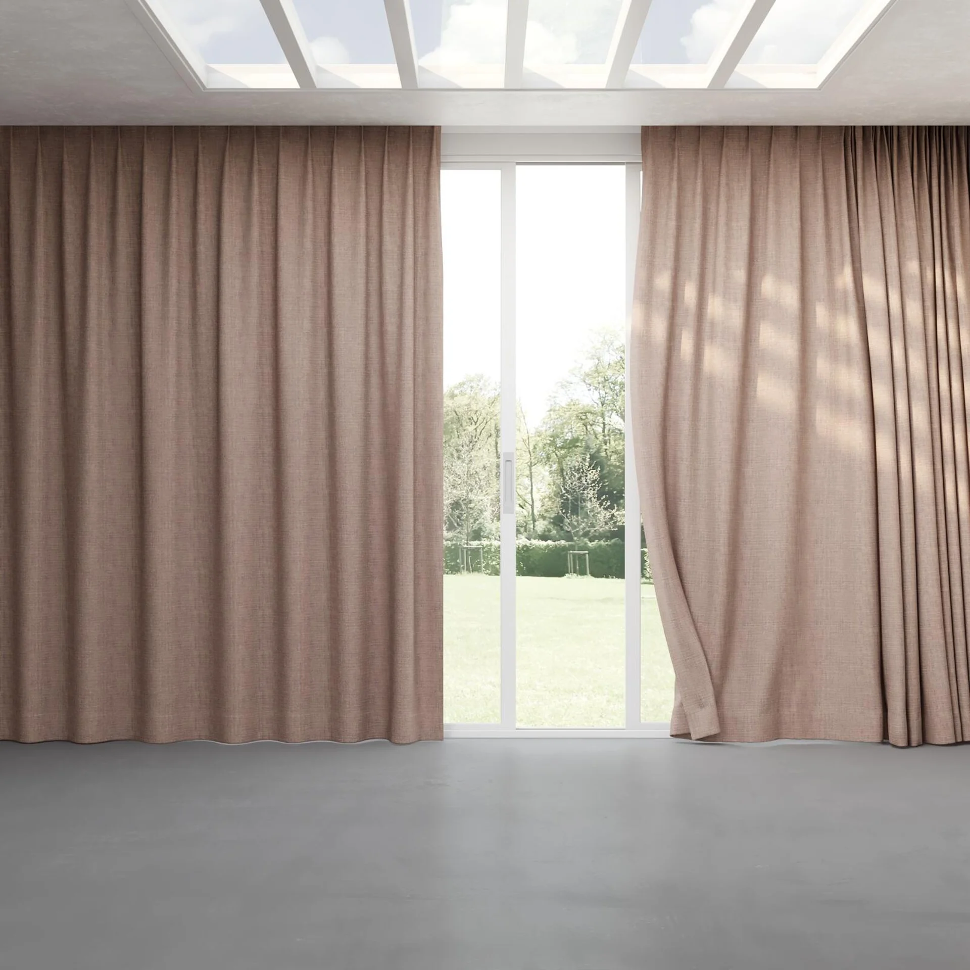 Full view of Planet Iris, pinch pleat