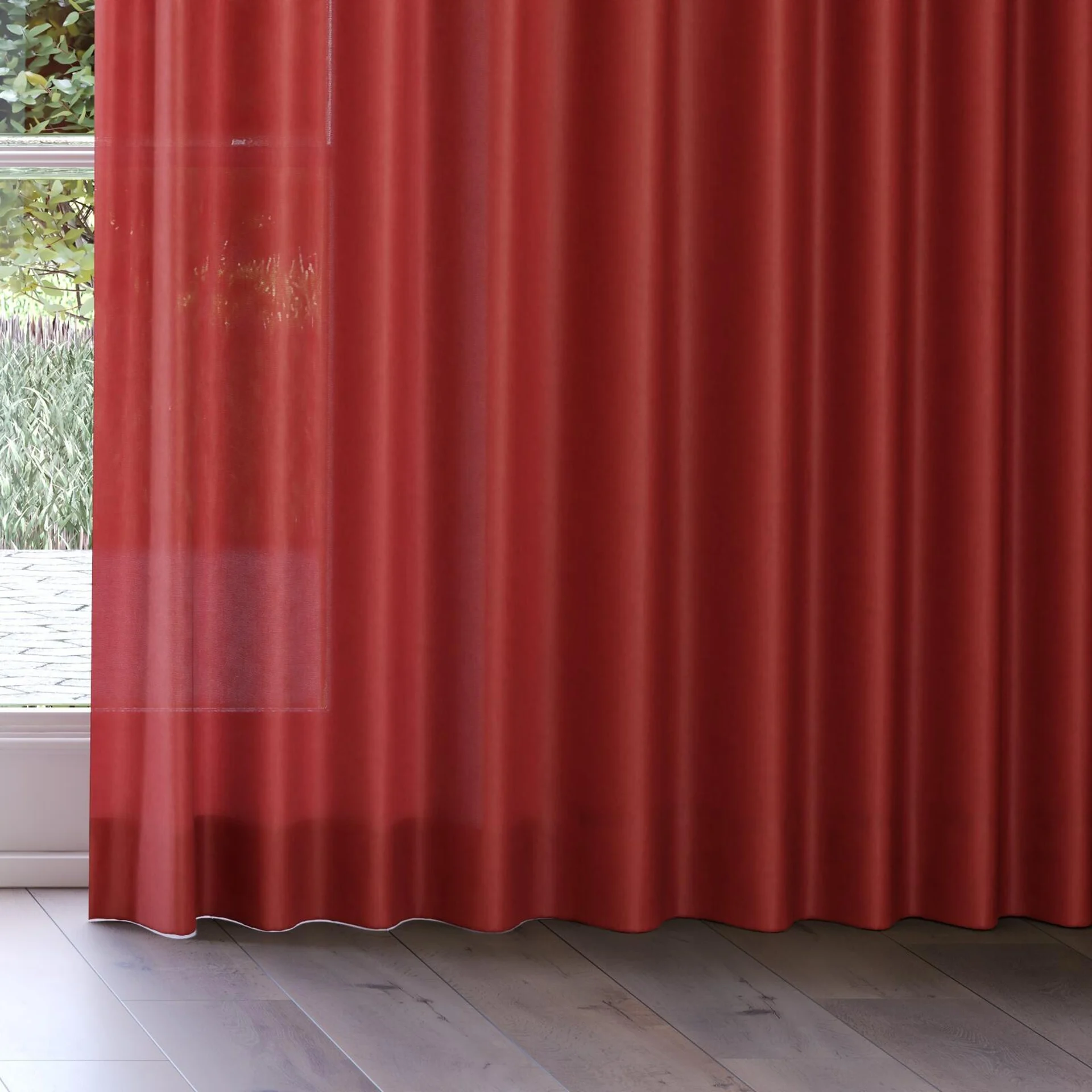 Bottom view of Flo II Bordeaux, on curtain rail