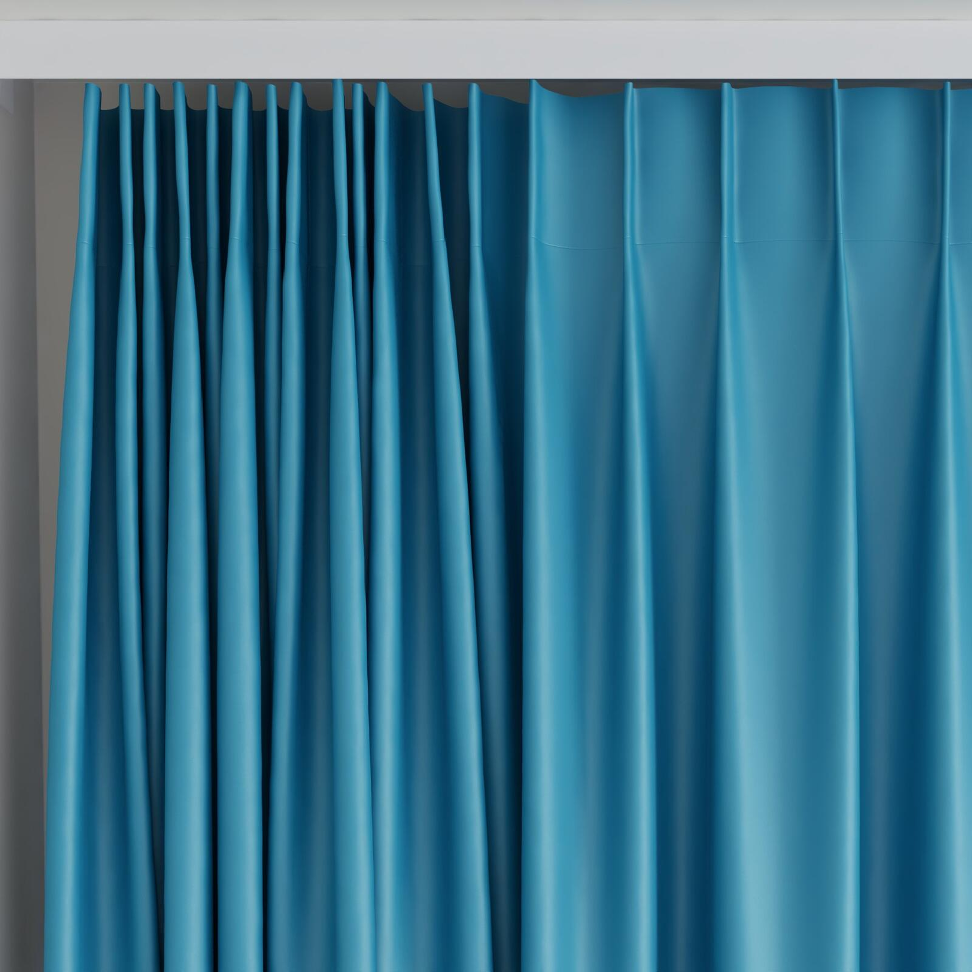 Top view of Blockbuster Teal, on curtain rail