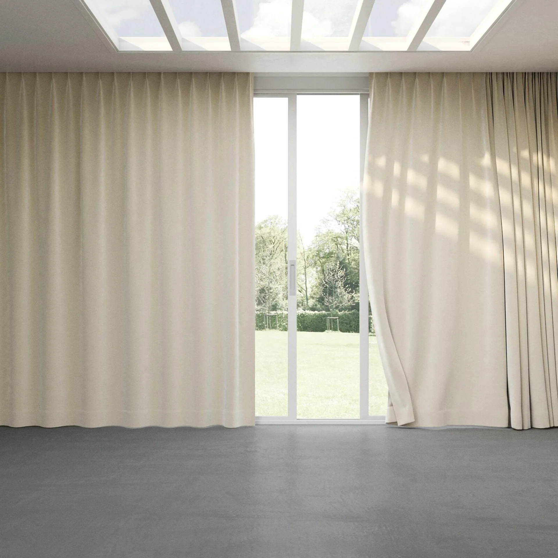 Full view of Geneva Marble, pinch pleat
