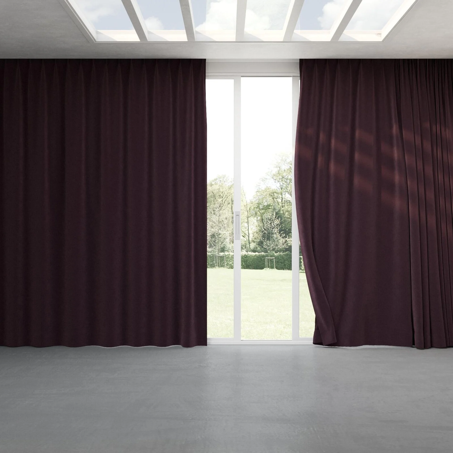 Full view of Vienna Mahogany, pinch pleat
