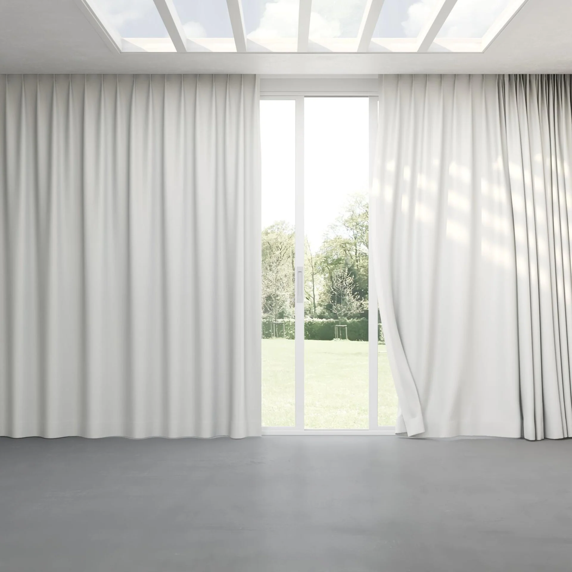 Full view of Re-Vive Ecru, pinch pleat