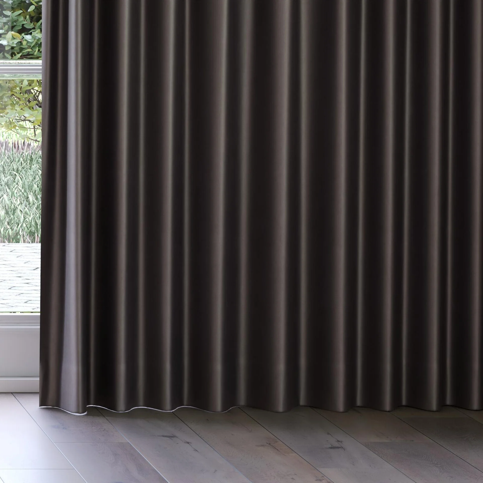 Bottom view of Glacial Pewter, on curtain rail
