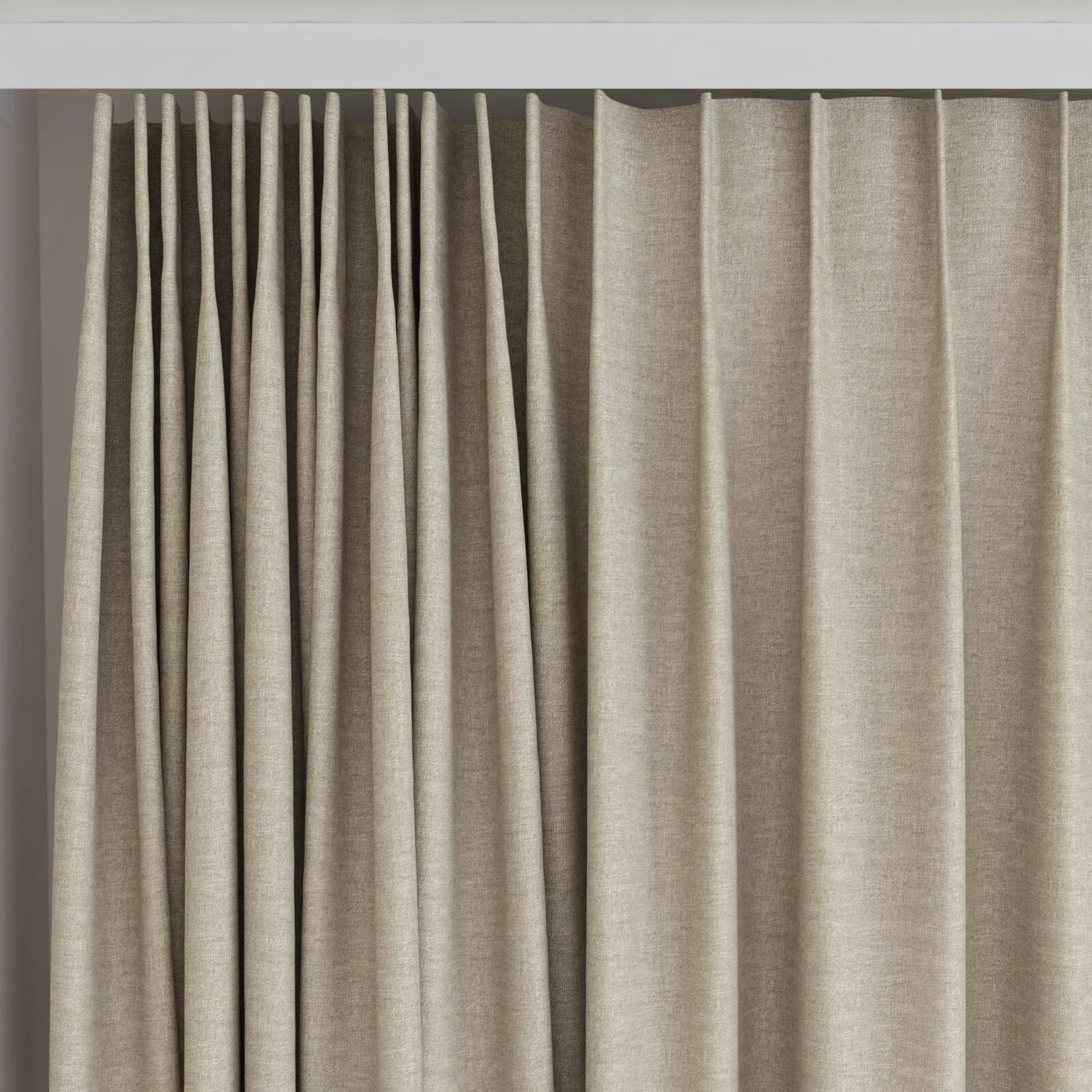 Top view of Casual Wheat, on curtain rail