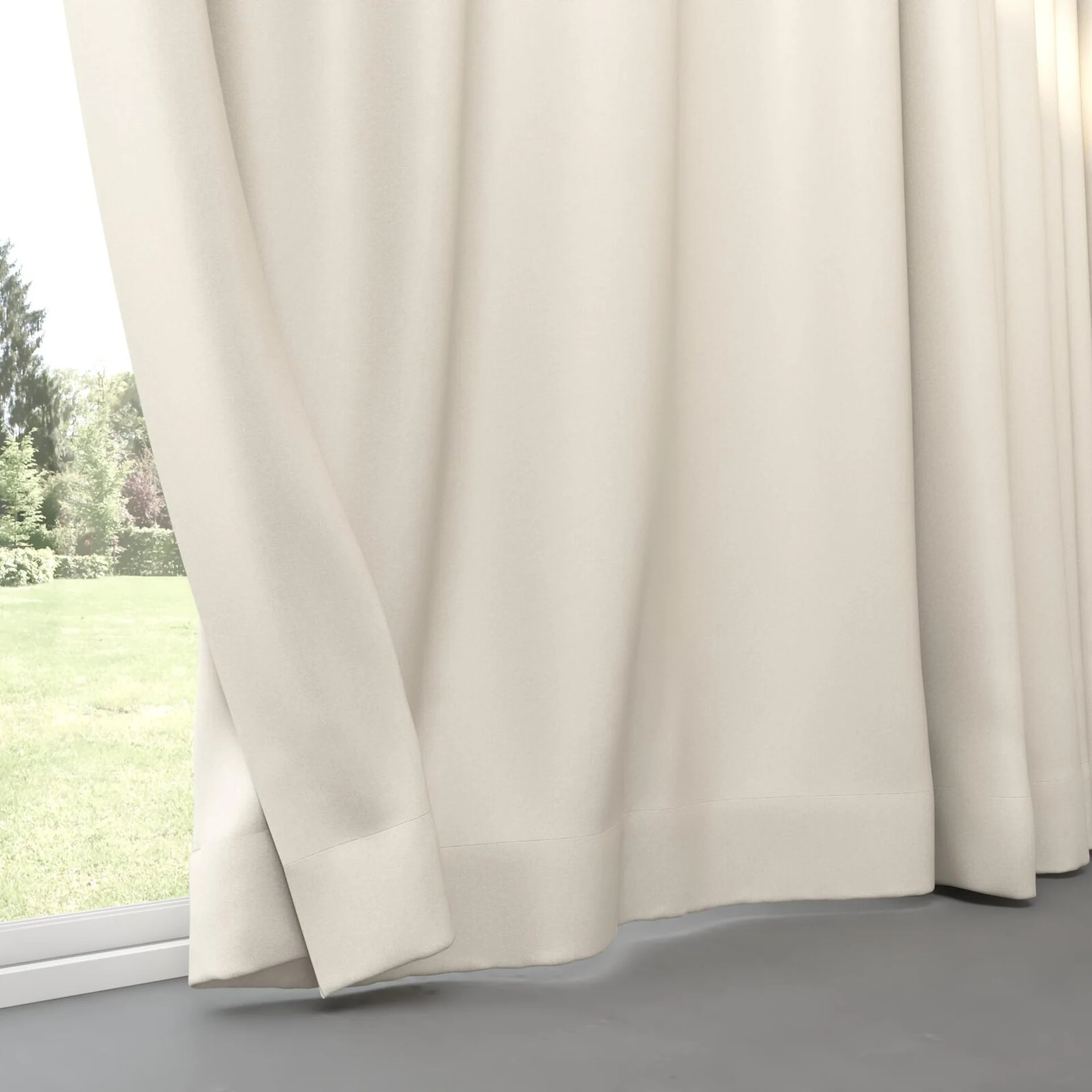 Bottom view of Excel Greige, pinch pleat