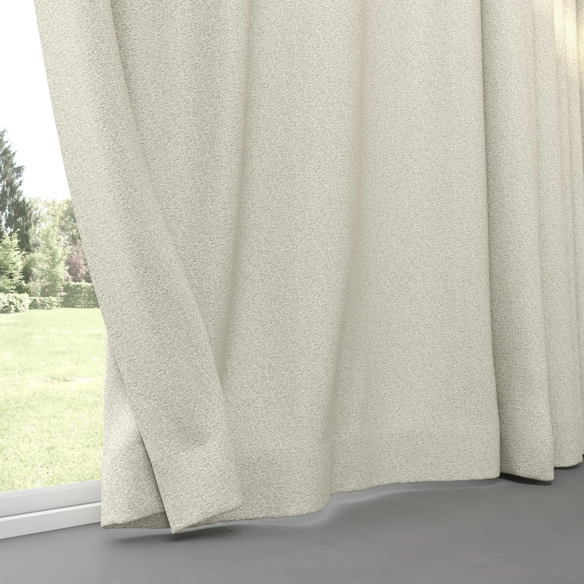 Bottom view of Sabik Flax, pinch pleat