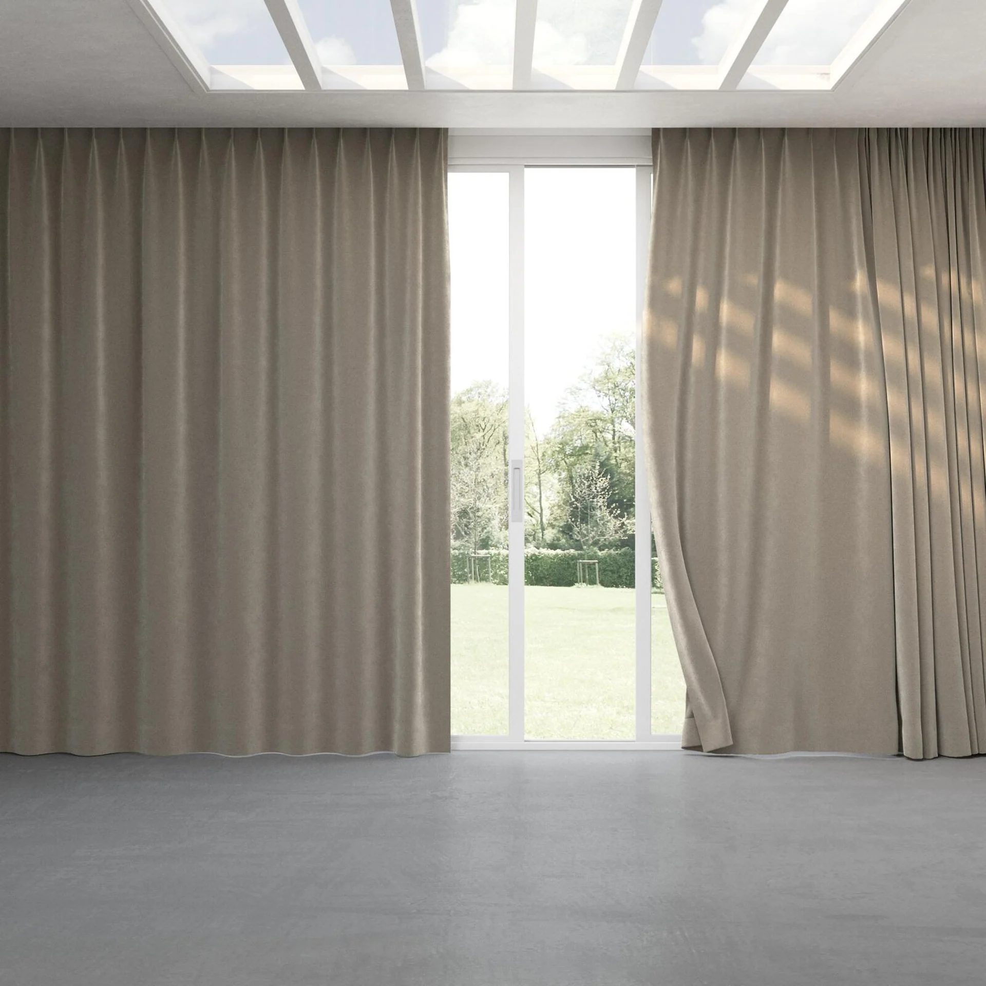 Full view of Vienna Platinum, pinch pleat