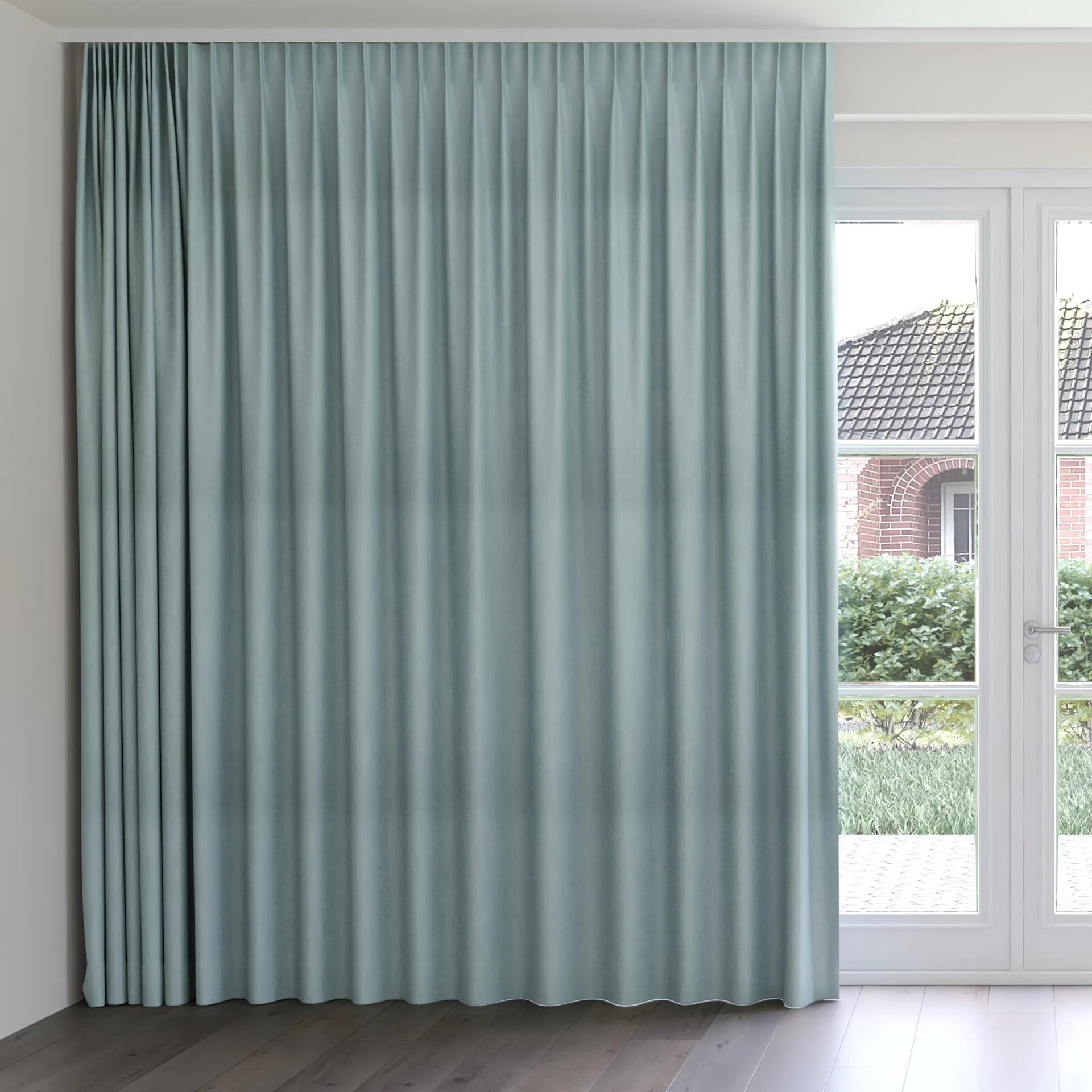 Front view of Lexicon Seafoam, on curtain rail