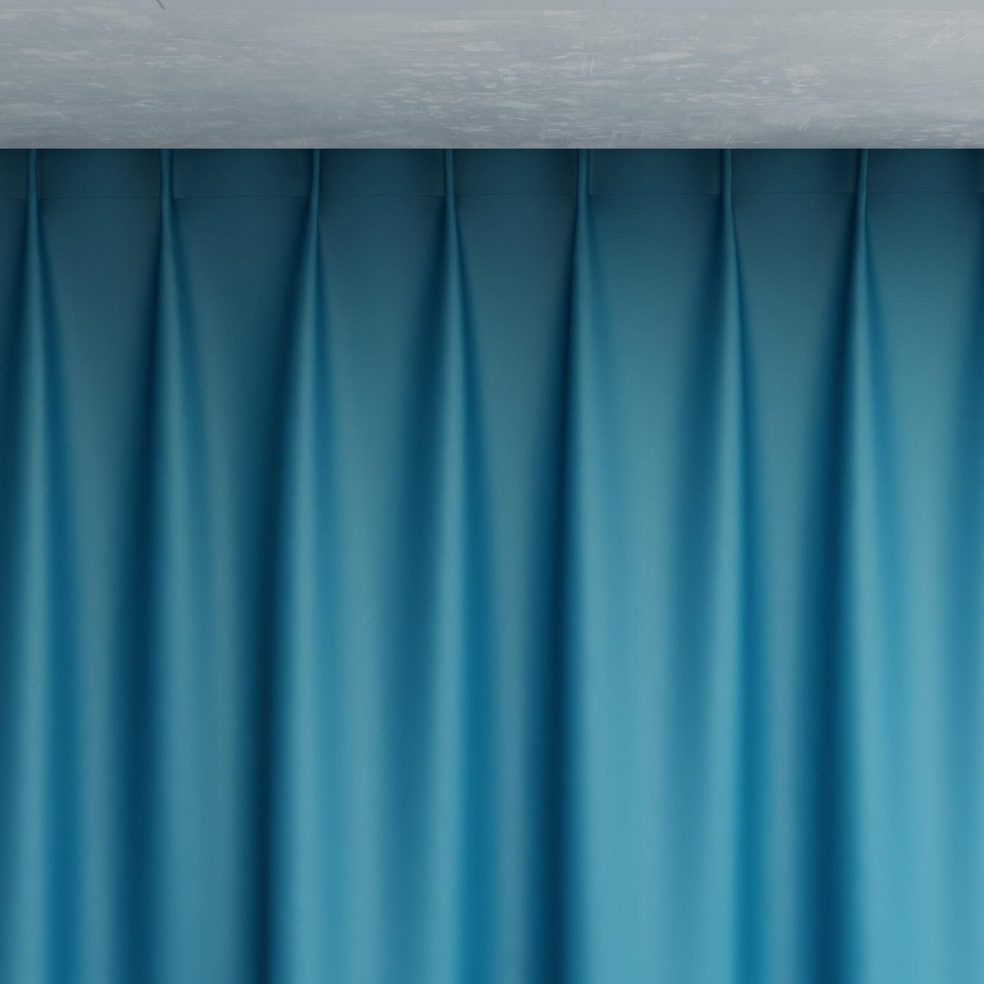 Top view of Blockbuster Teal, pinch pleat