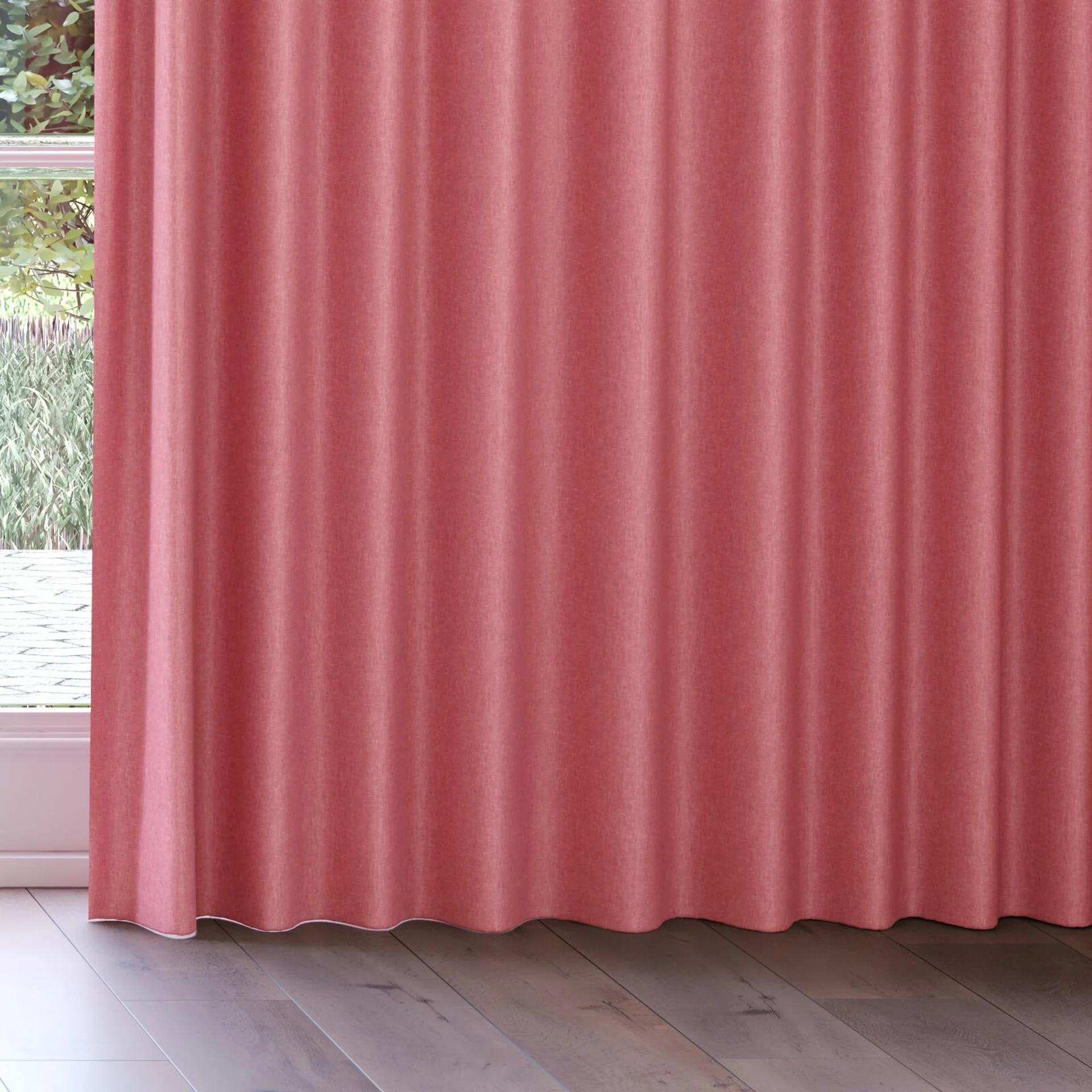 Bottom view of Hometown Strawberry, on curtain rail