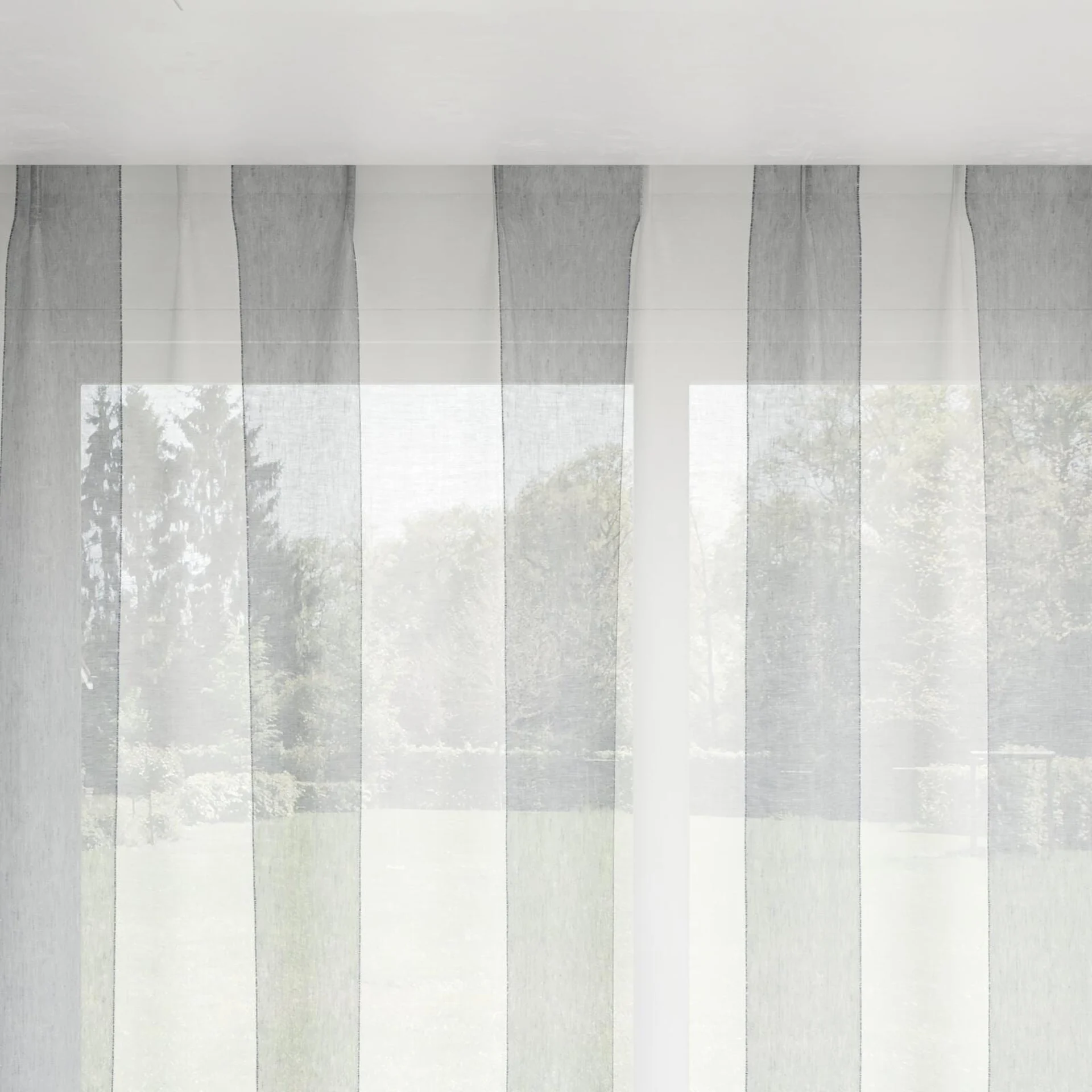 Top view of Kyoto Stripe Chambray, pinch pleat
