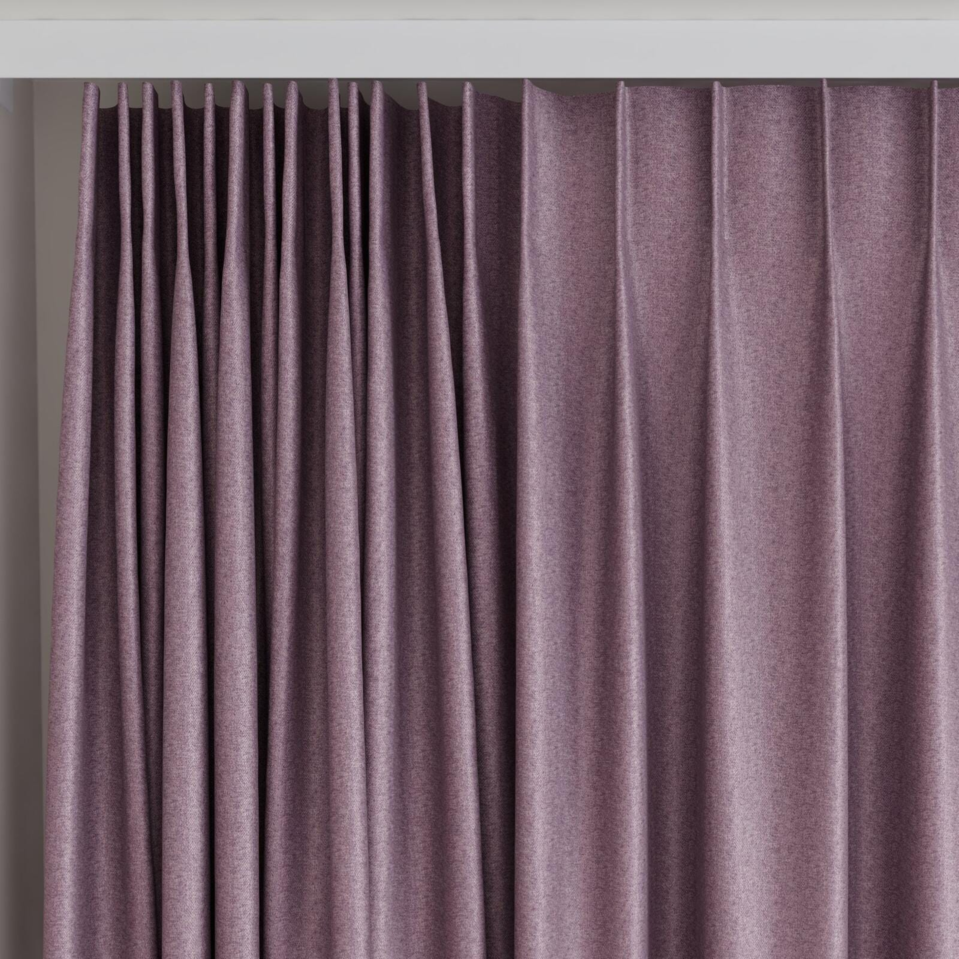 Top view of Taylor Plum, on curtain rail