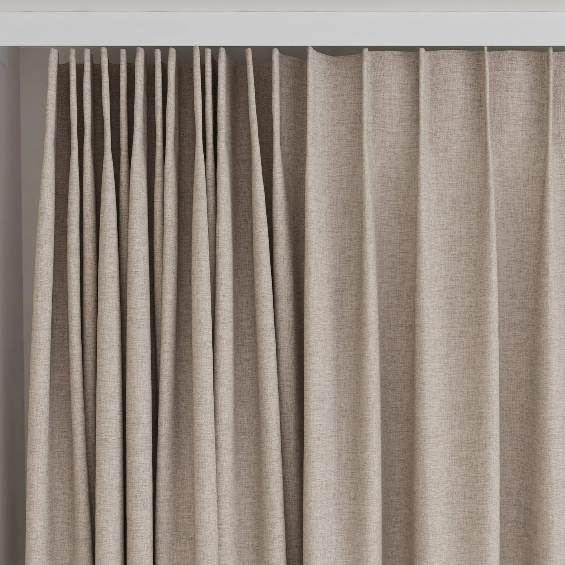 Top view of Envoy 2 Doeskin 320cm, on curtain rail