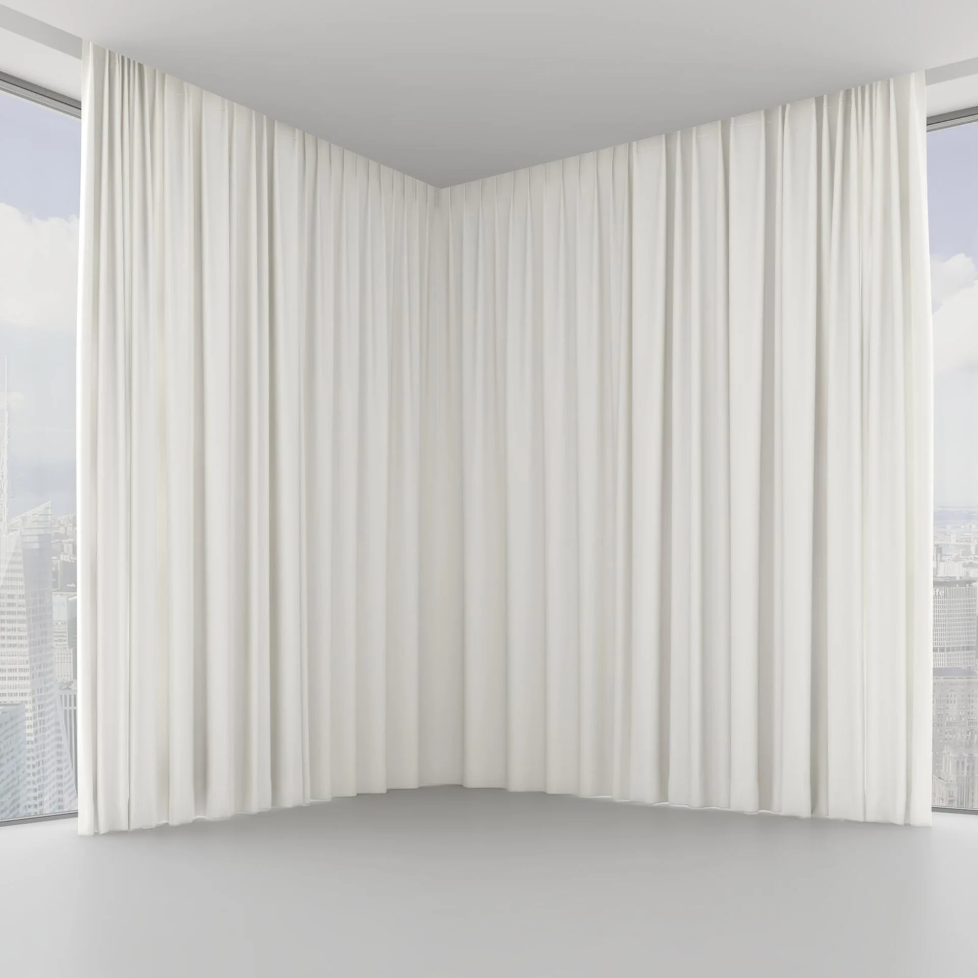 Front view of Coverlet Snow, on hidden rail