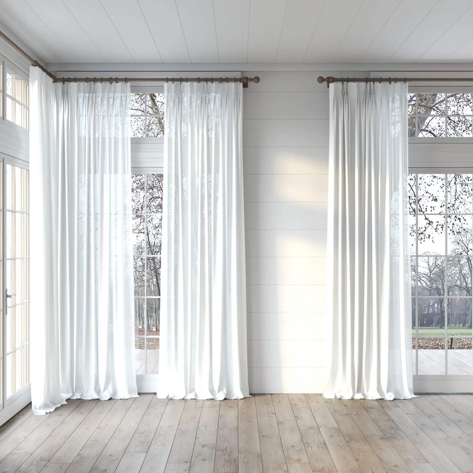 Full view of Linen Paper, puddled, on curtain rod