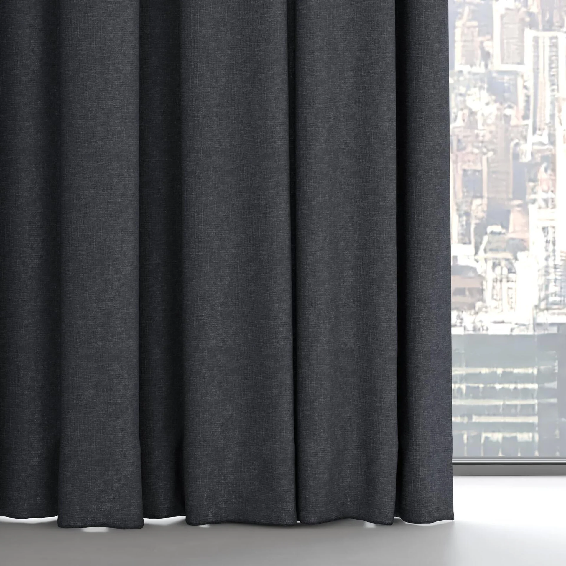 Bottom view of Coverlet Charcoal, on hidden rail