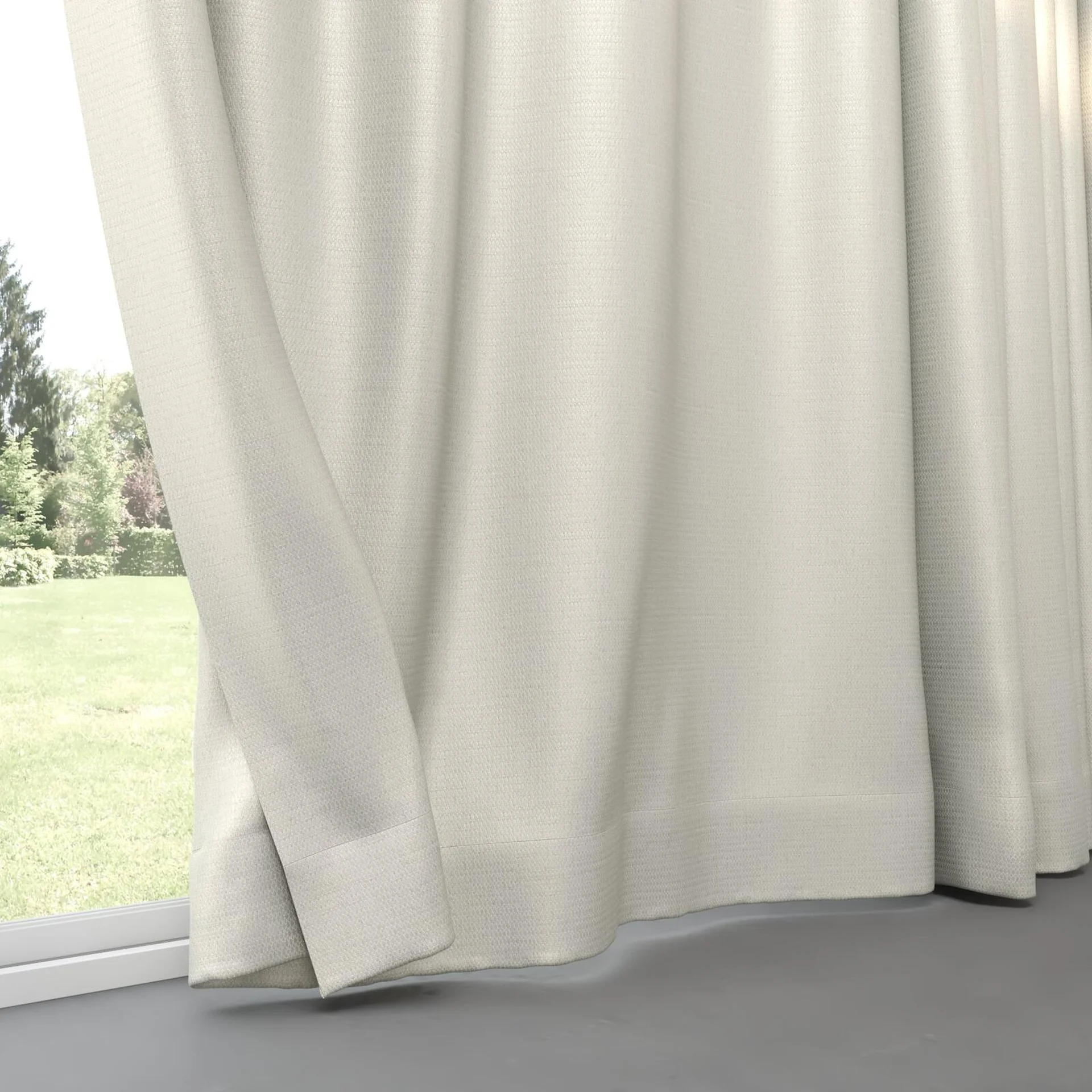 Bottom view of Kennedy FR Blackout Hessian, pinch pleat