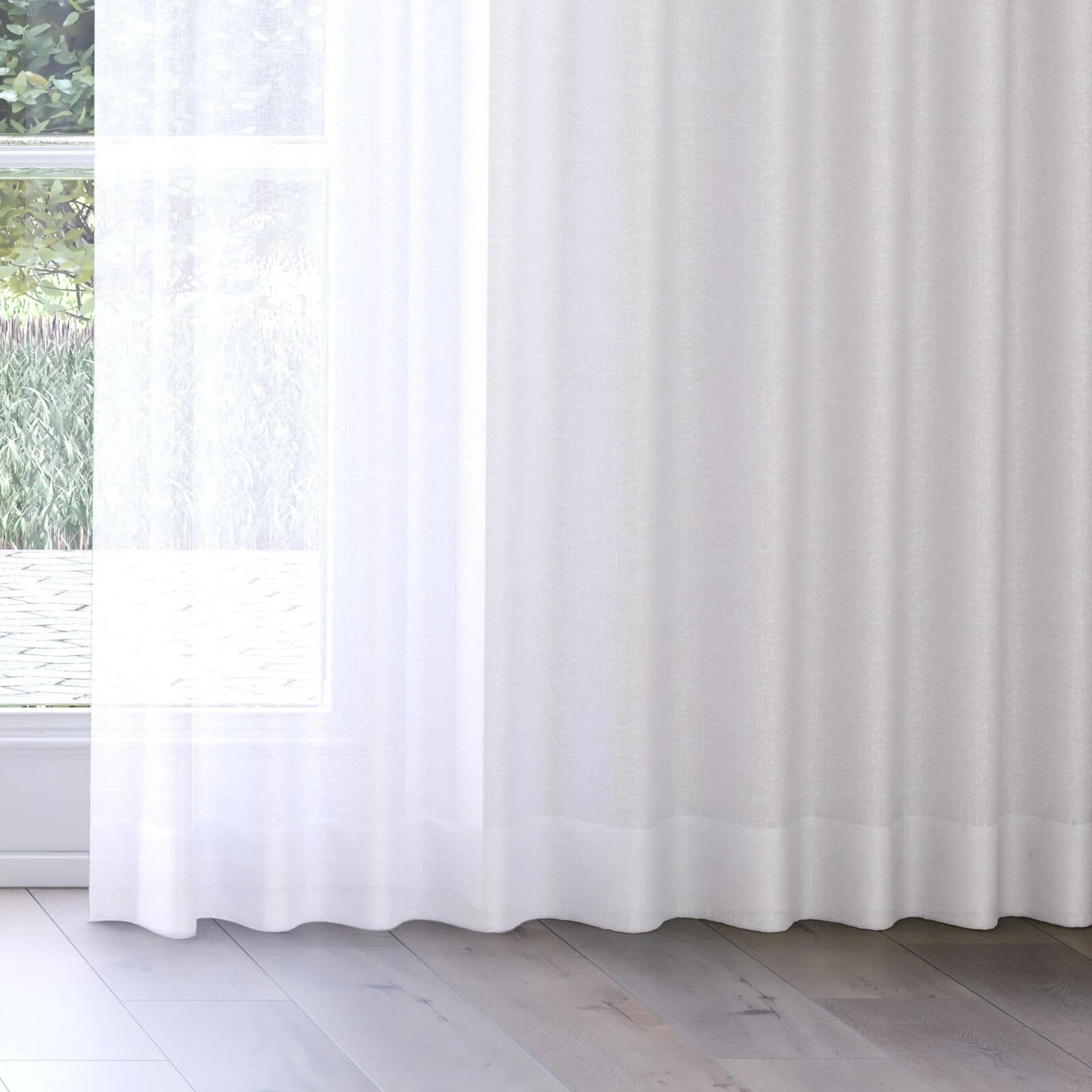 Bottom view of Sencha Silver Haze, on curtain rail