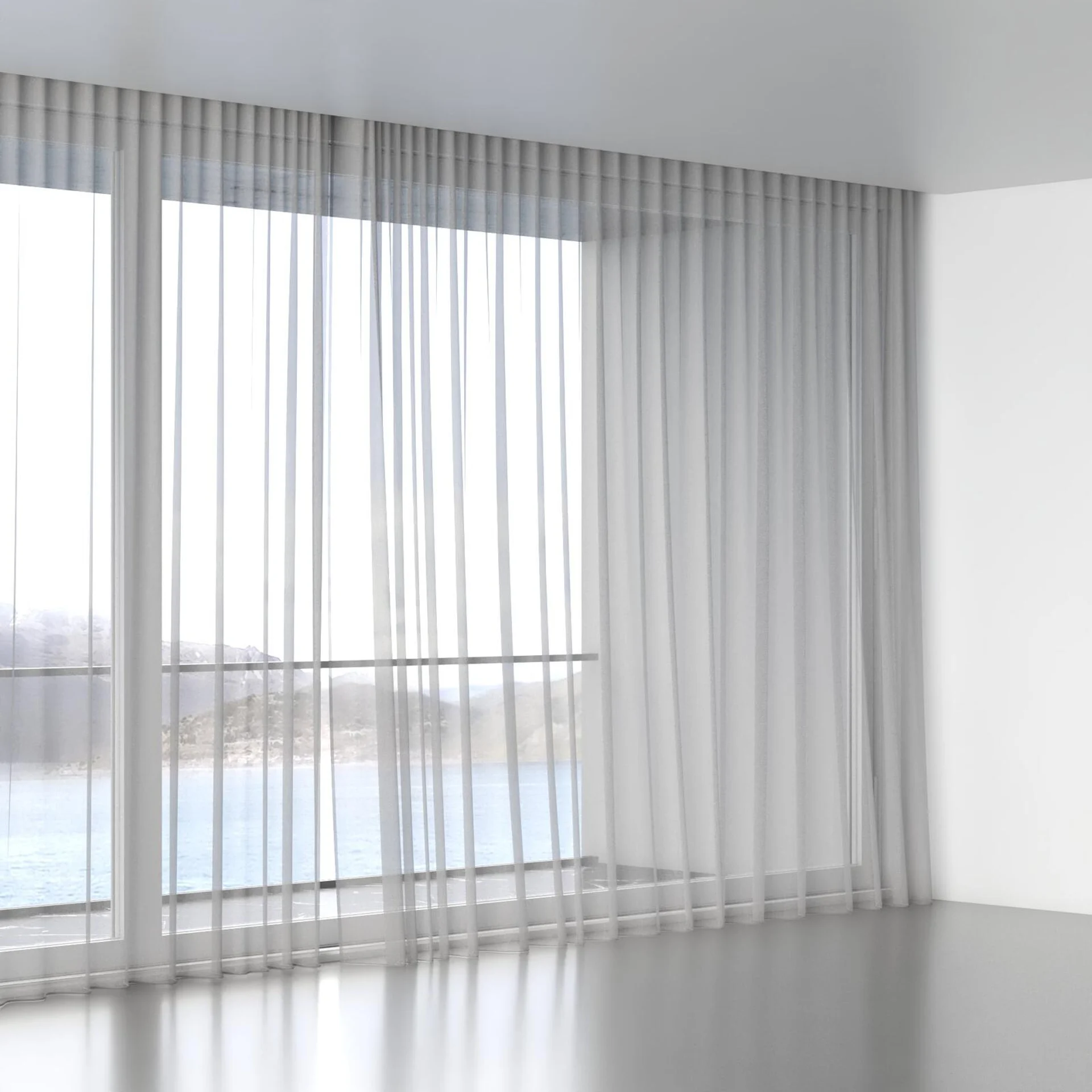 Full view of Distill Pewter, wave pleat