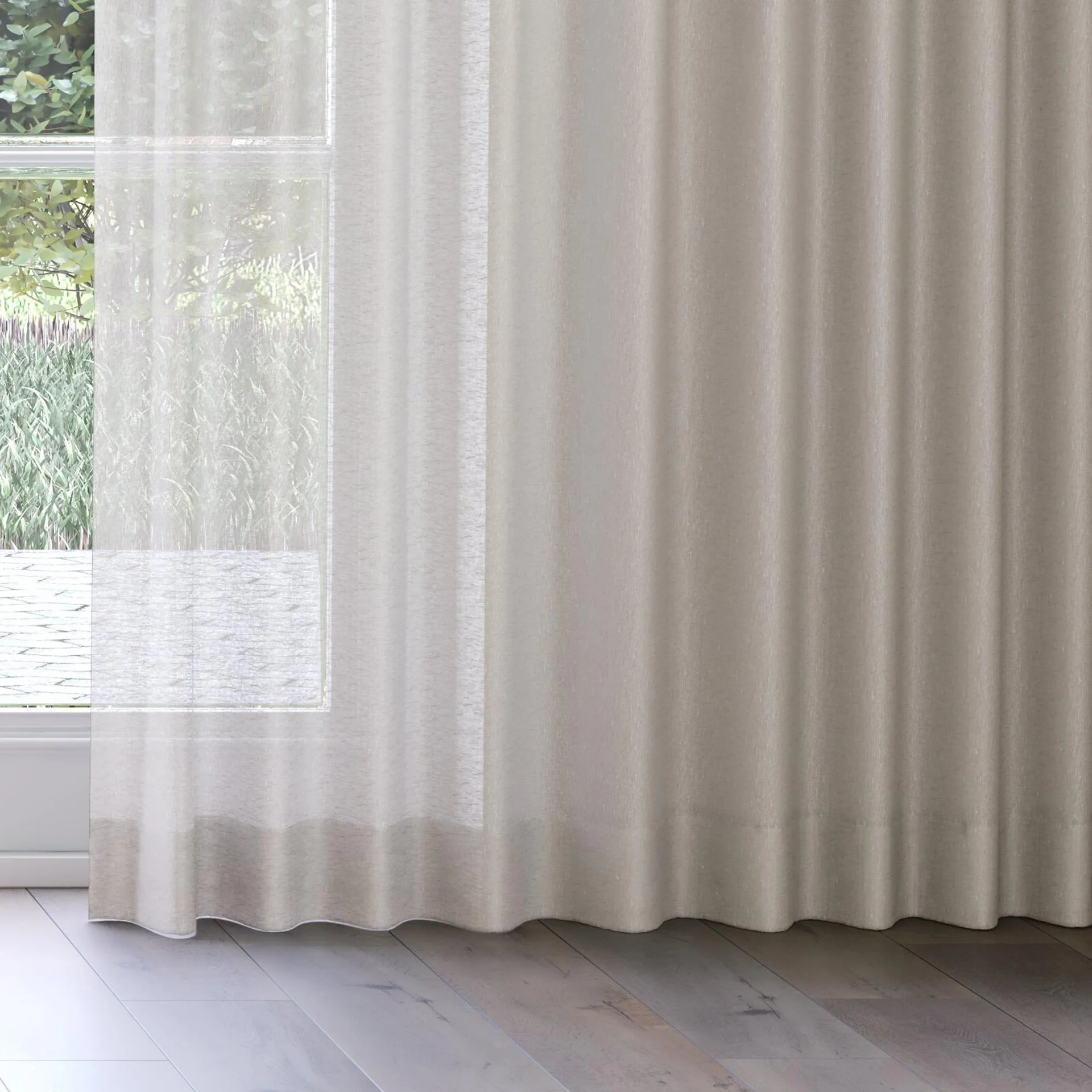 Bottom view of Laconia Air Driftwood, on curtain rail