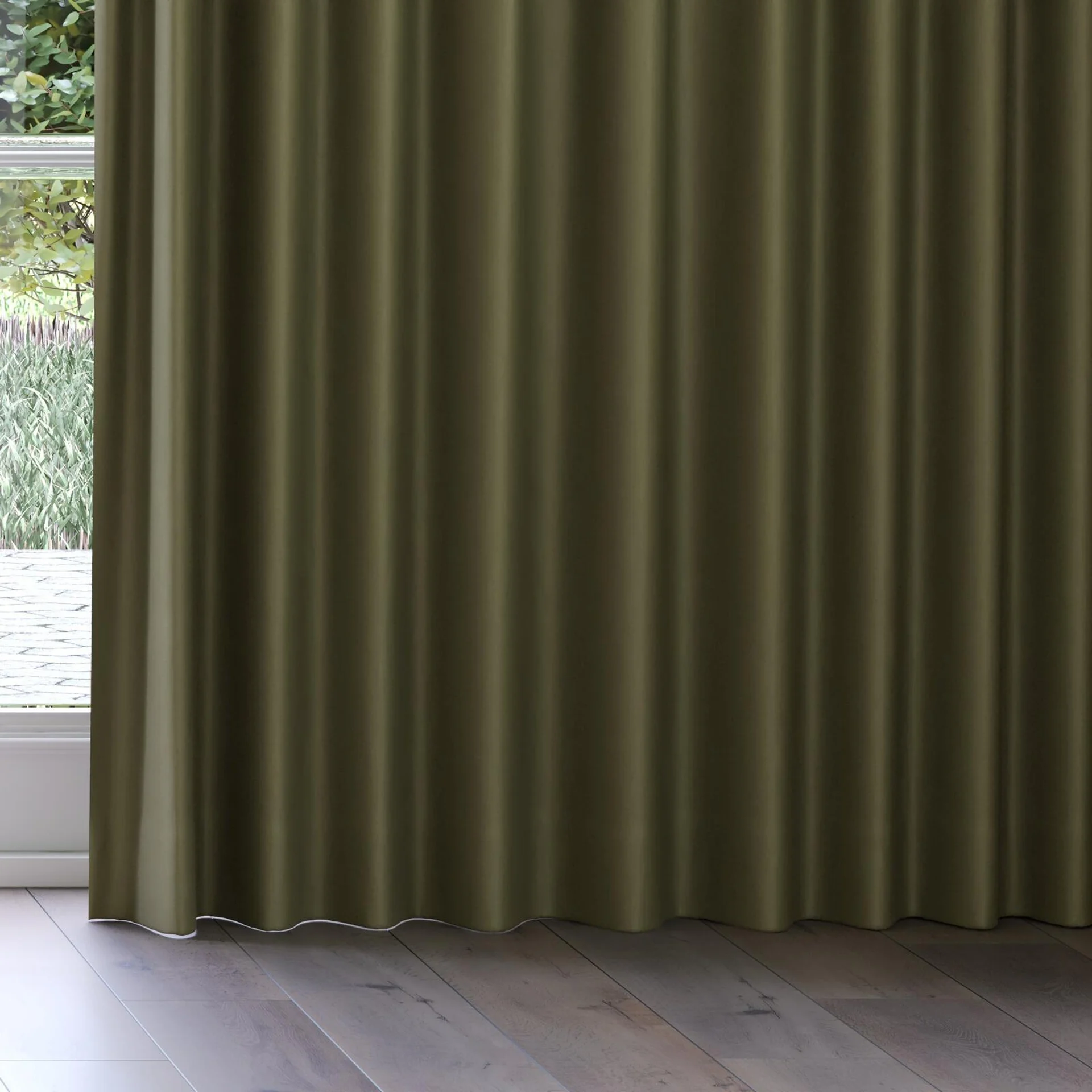 Bottom view of Kyoto Moss, on curtain rail