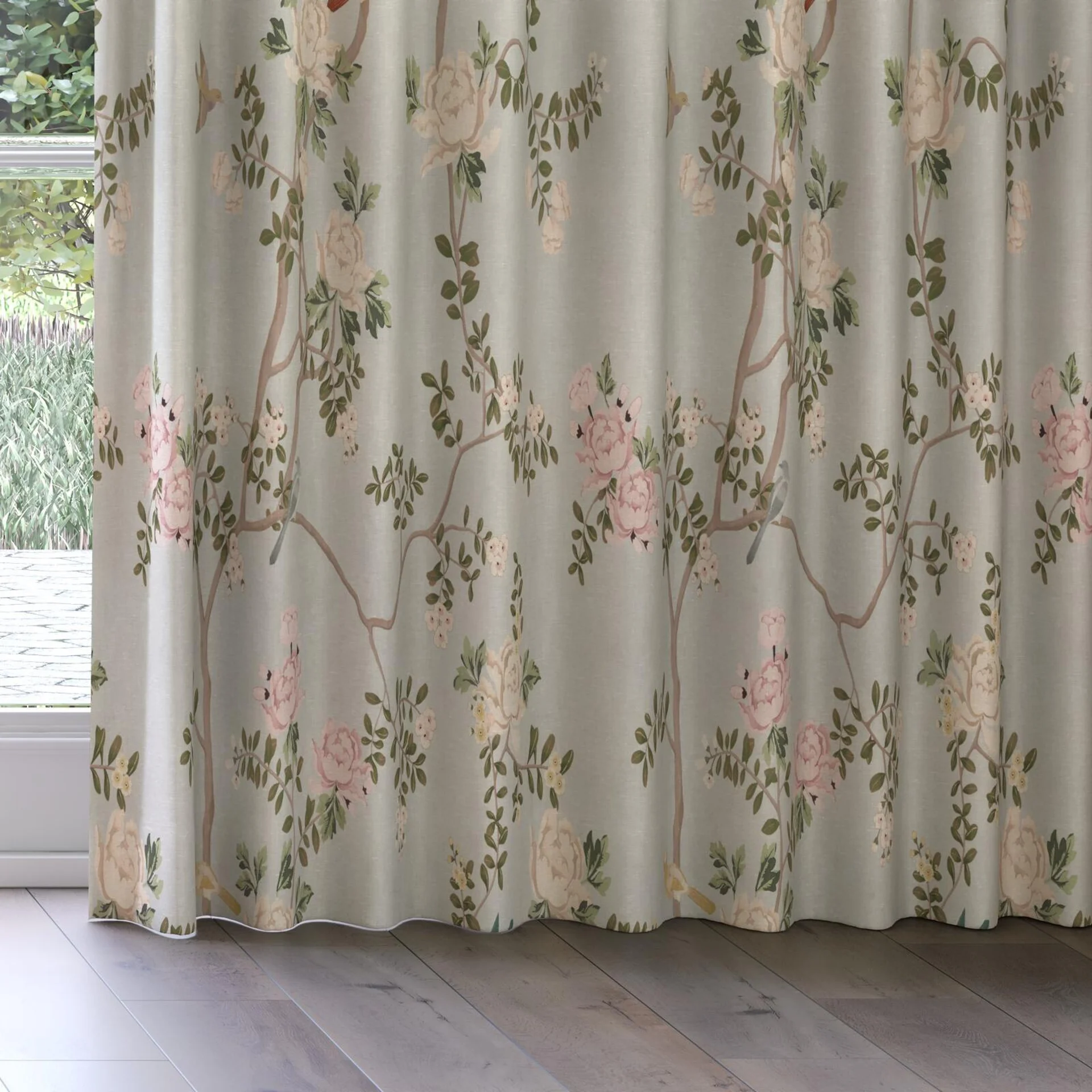 Bottom view of Sakura Duckegg, on curtain rail