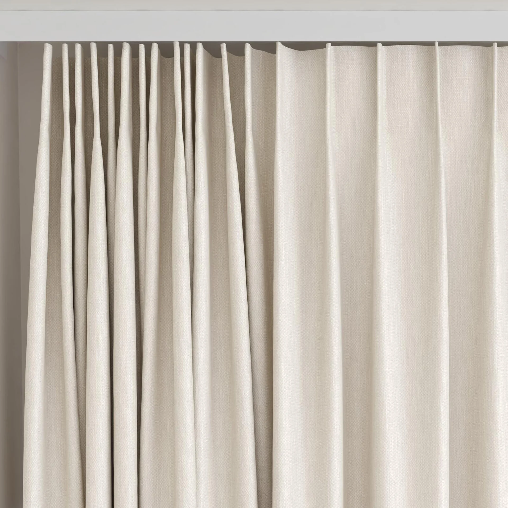 Top view of Cordoba Marzipan, on curtain rail