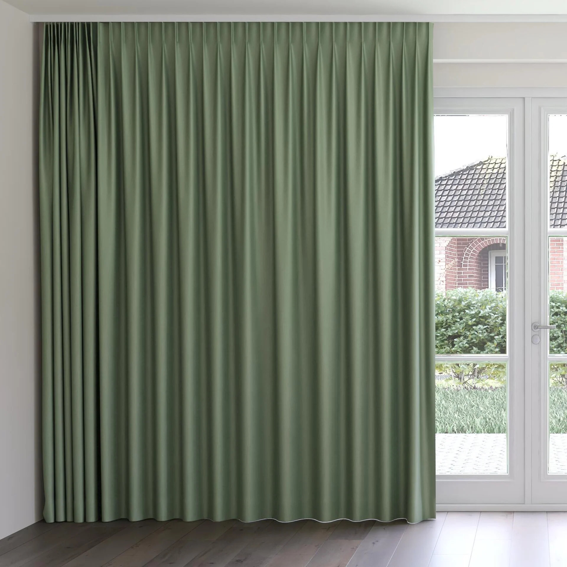 Front view of Grove Hunter, on curtain rail