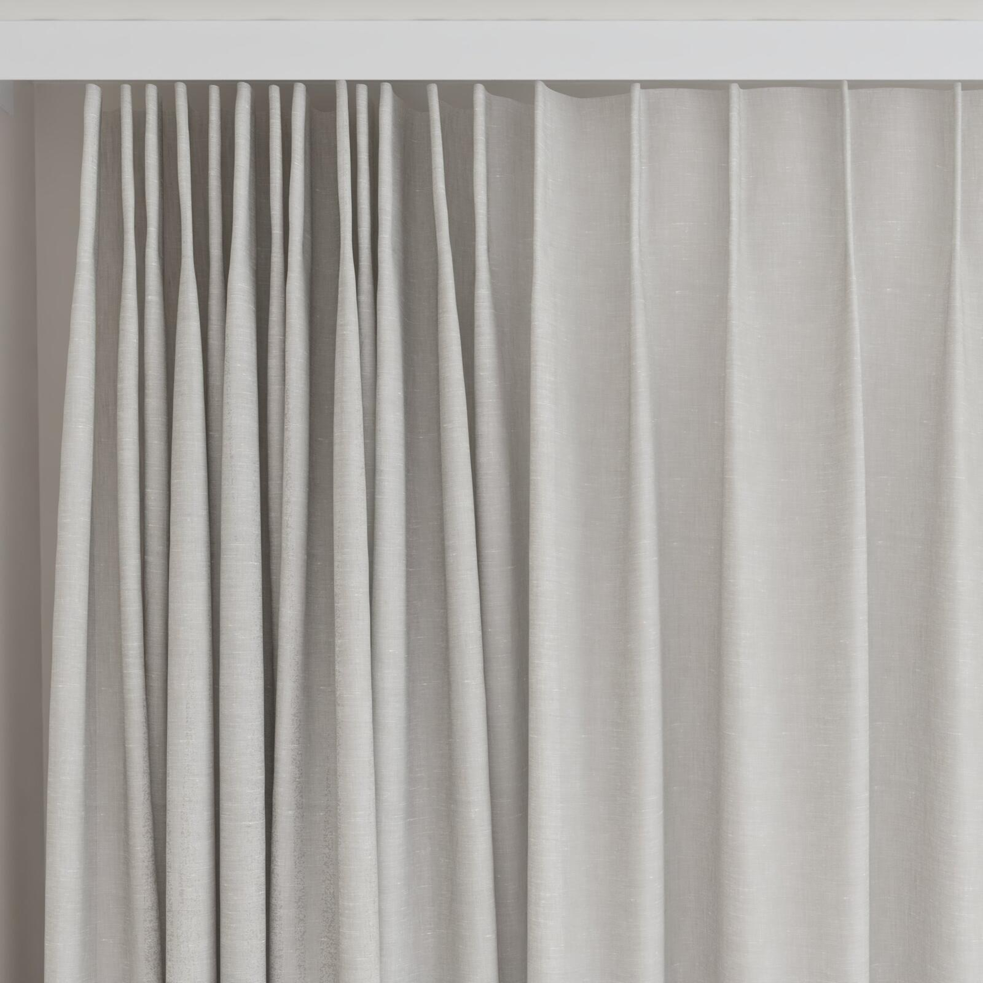 Top view of Gesso Lino Willow, on curtain rail