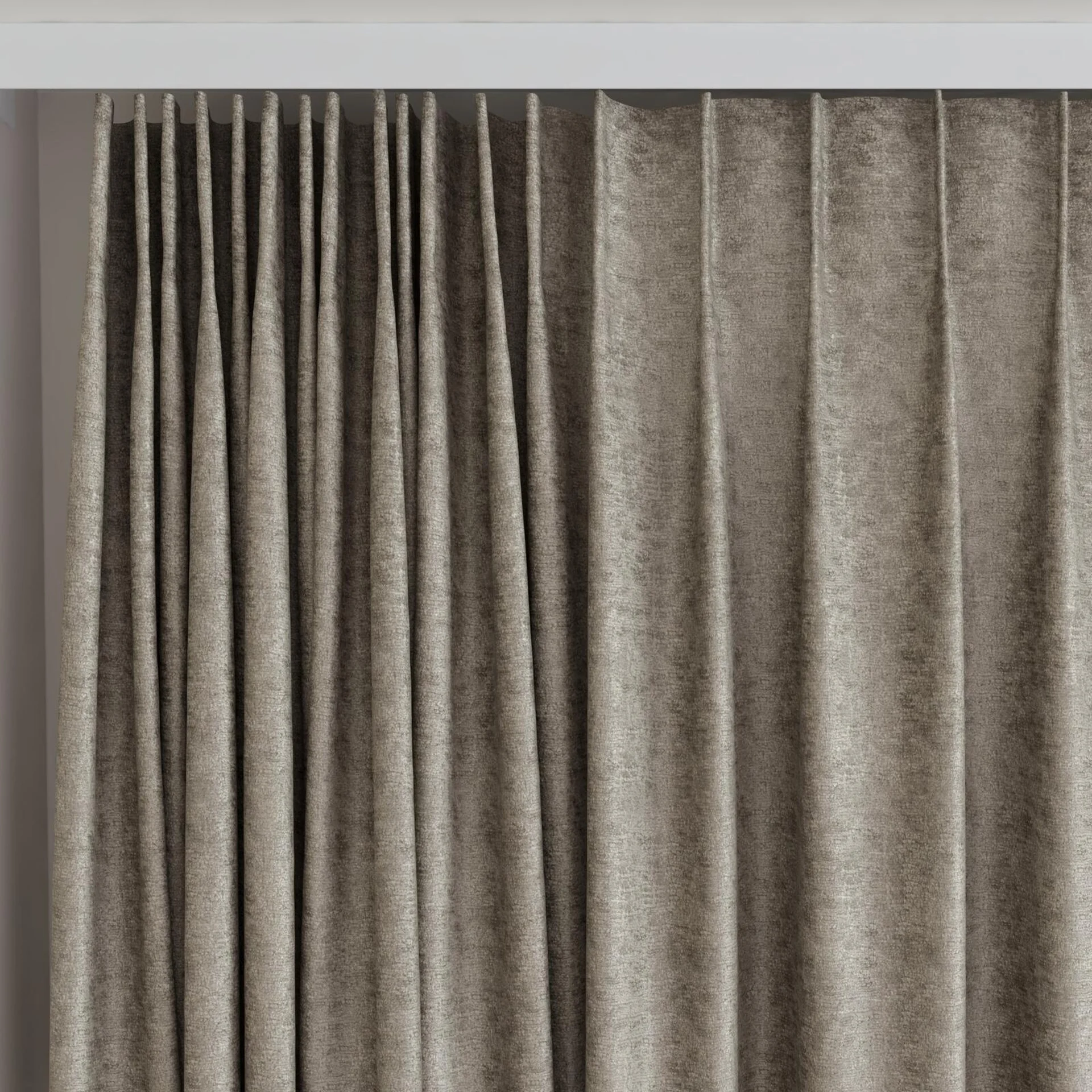 Top view of Hug Chinchilla, on curtain rail