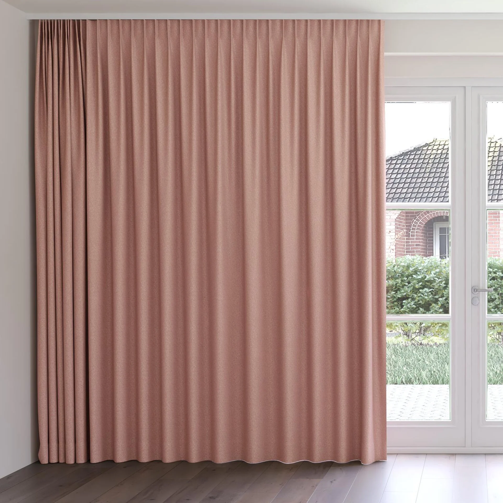 Front view of Sabik Peony, on curtain rail
