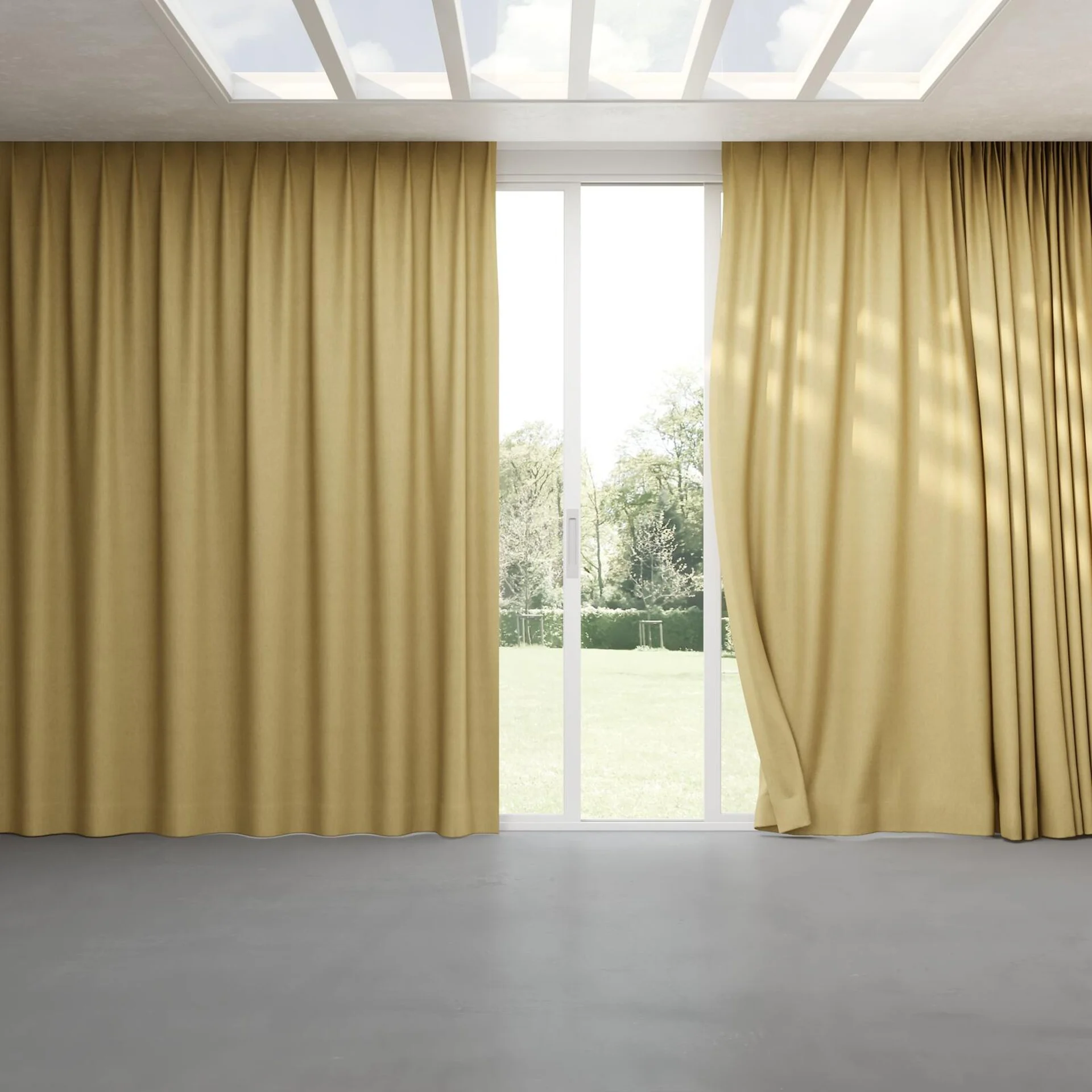 Full view of Rover Jute, pinch pleat