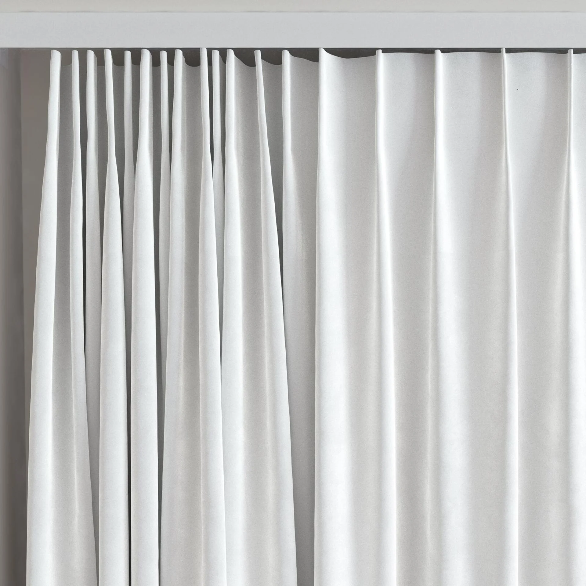 Top view of Velvelux Ice, on curtain rail