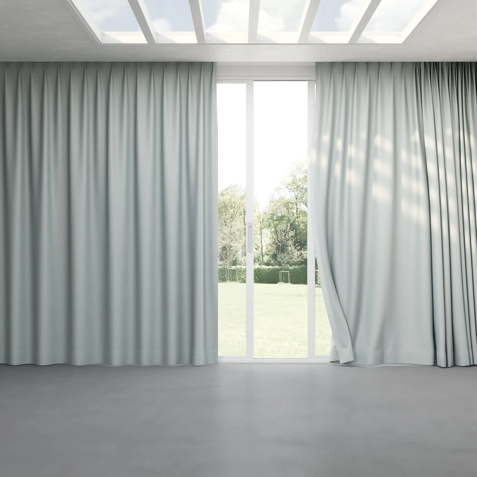 Full view of Celestial Cloud, pinch pleat