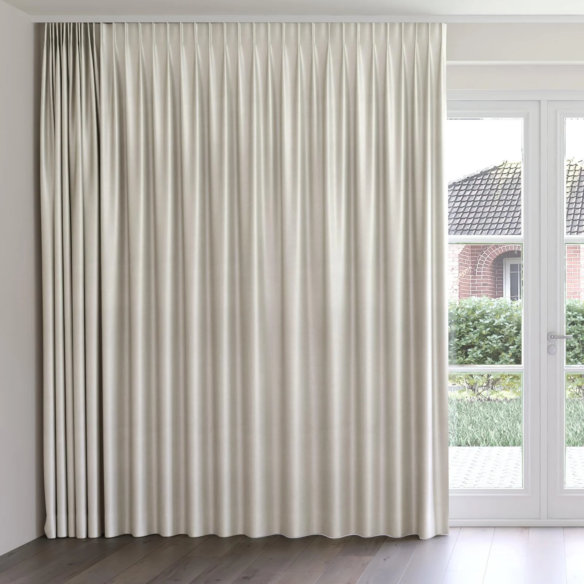 Front view of Glacial Sesame, on curtain rail