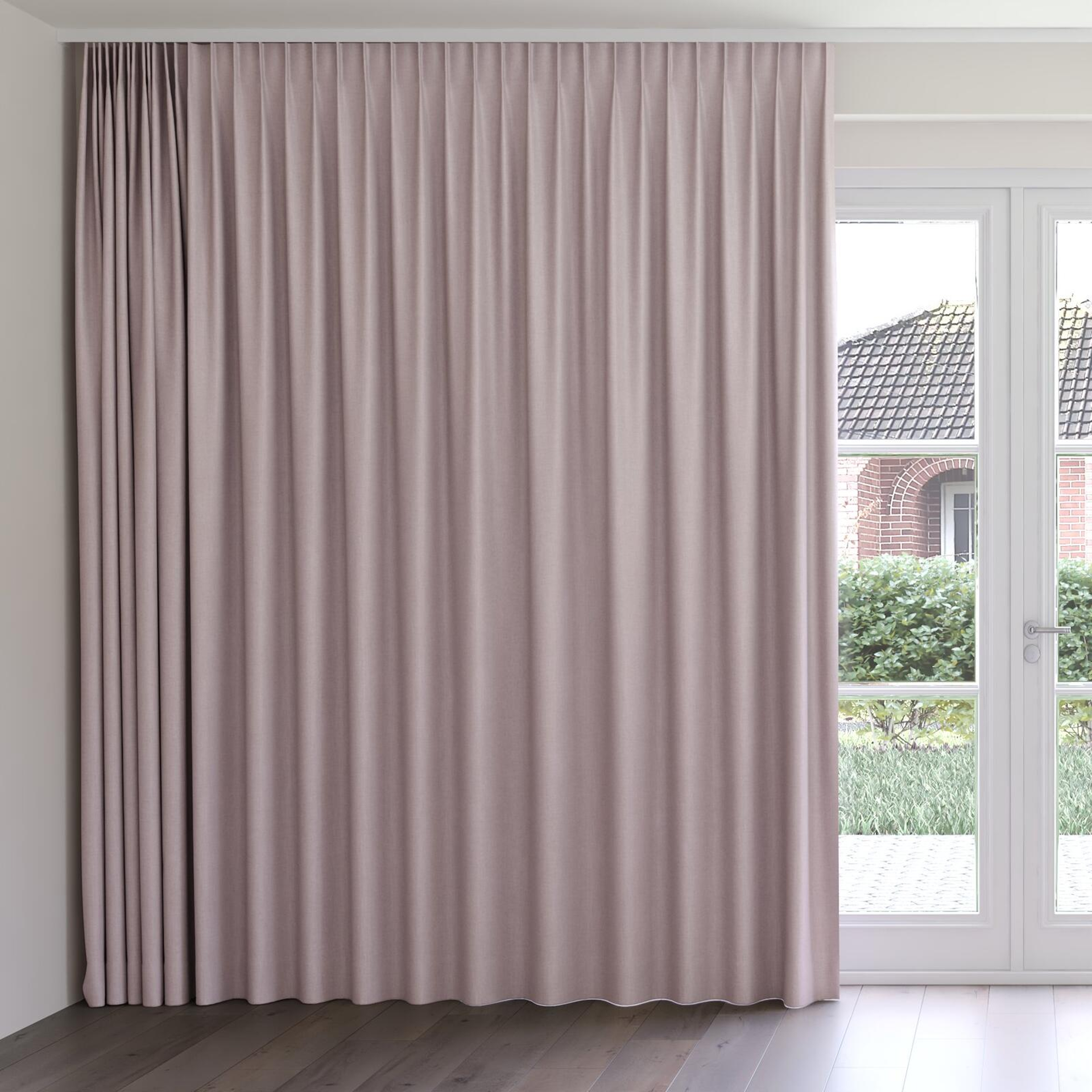 Front view of Cushy Crystal, on curtain rail