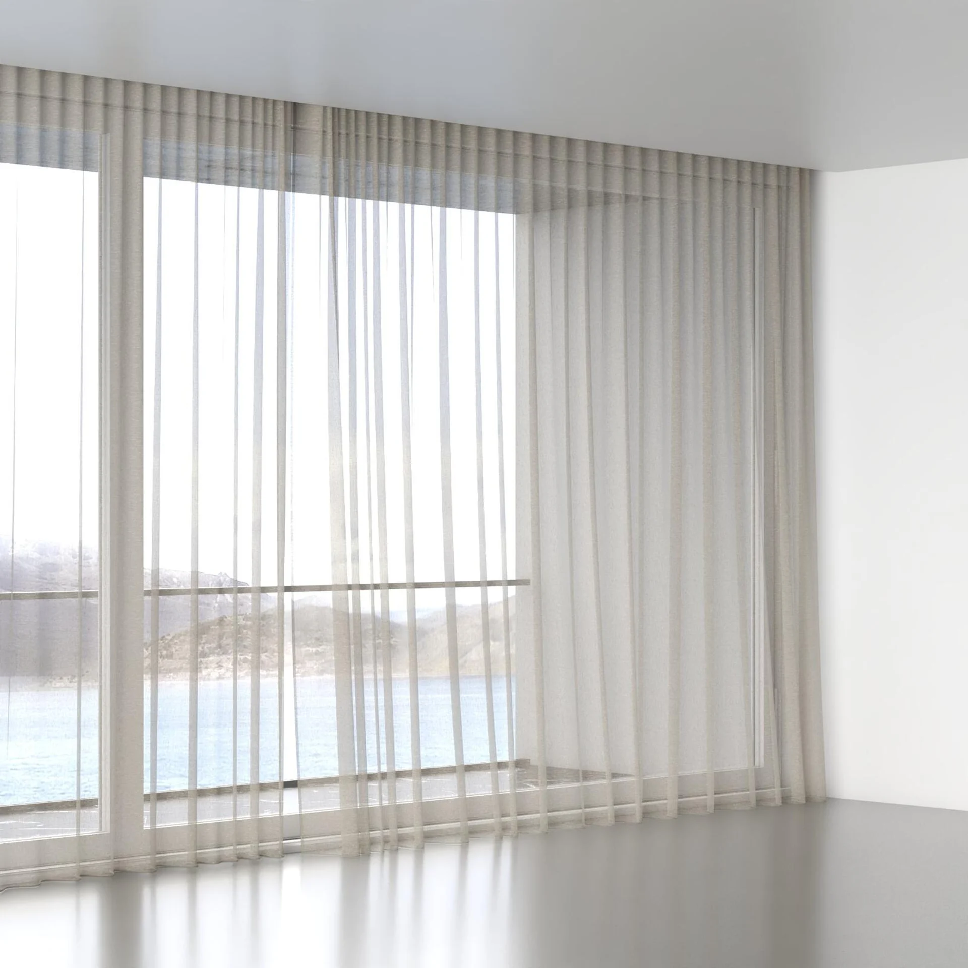 Full view of Pure Linen Mushroom, wave pleat
