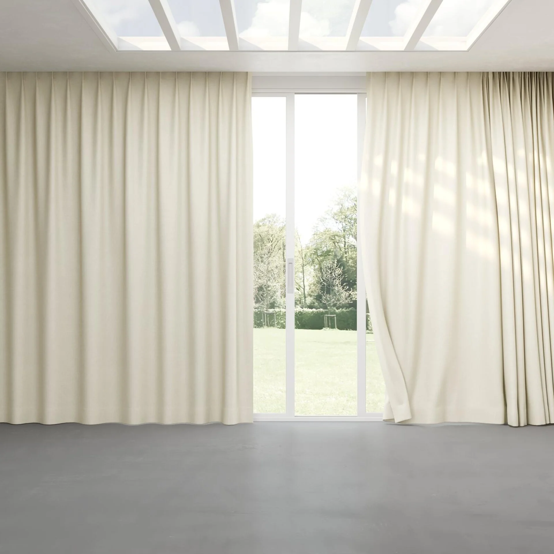 Full view of Bronco Ivory, pinch pleat