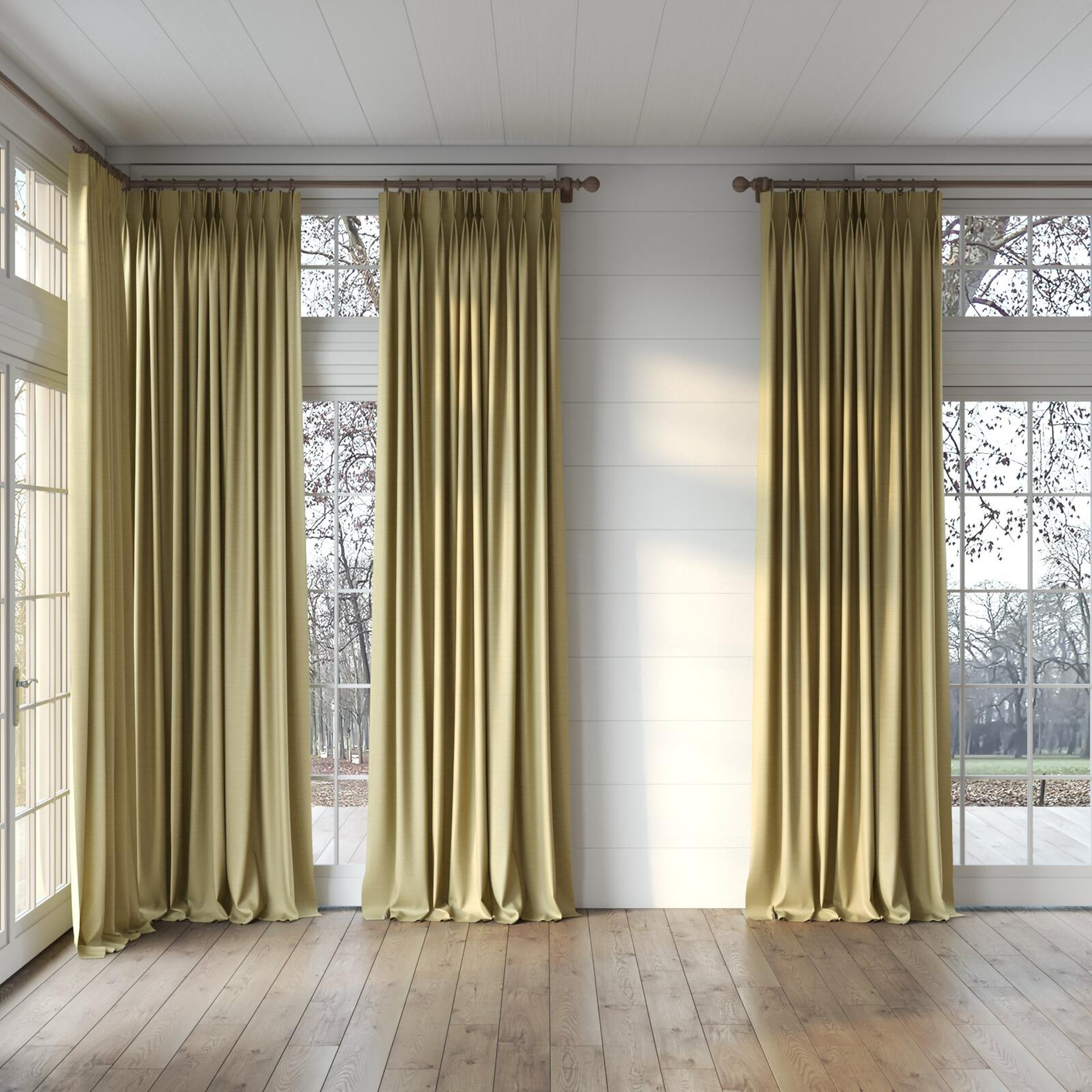 Full view of Linex Antelope, puddled, on curtain rod